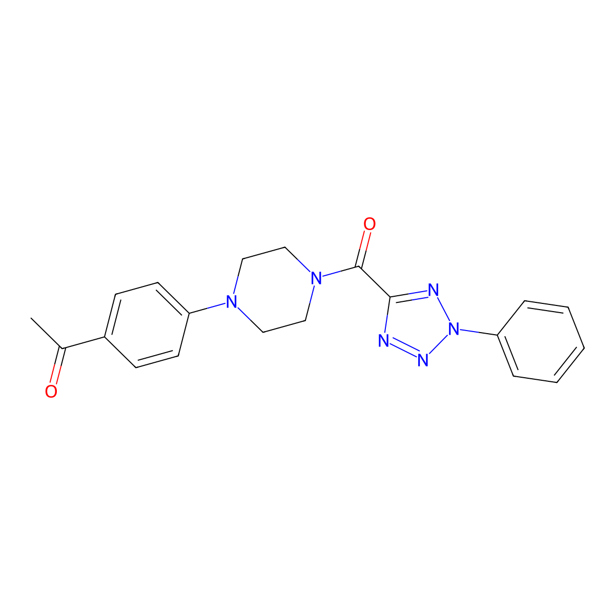 1-(4-(4-(2-phenyl-2H-tetrazole-5-carbonyl)piperazin-1-yl)phenyl)ethanone molecular structure, CAS 1396877-77-2