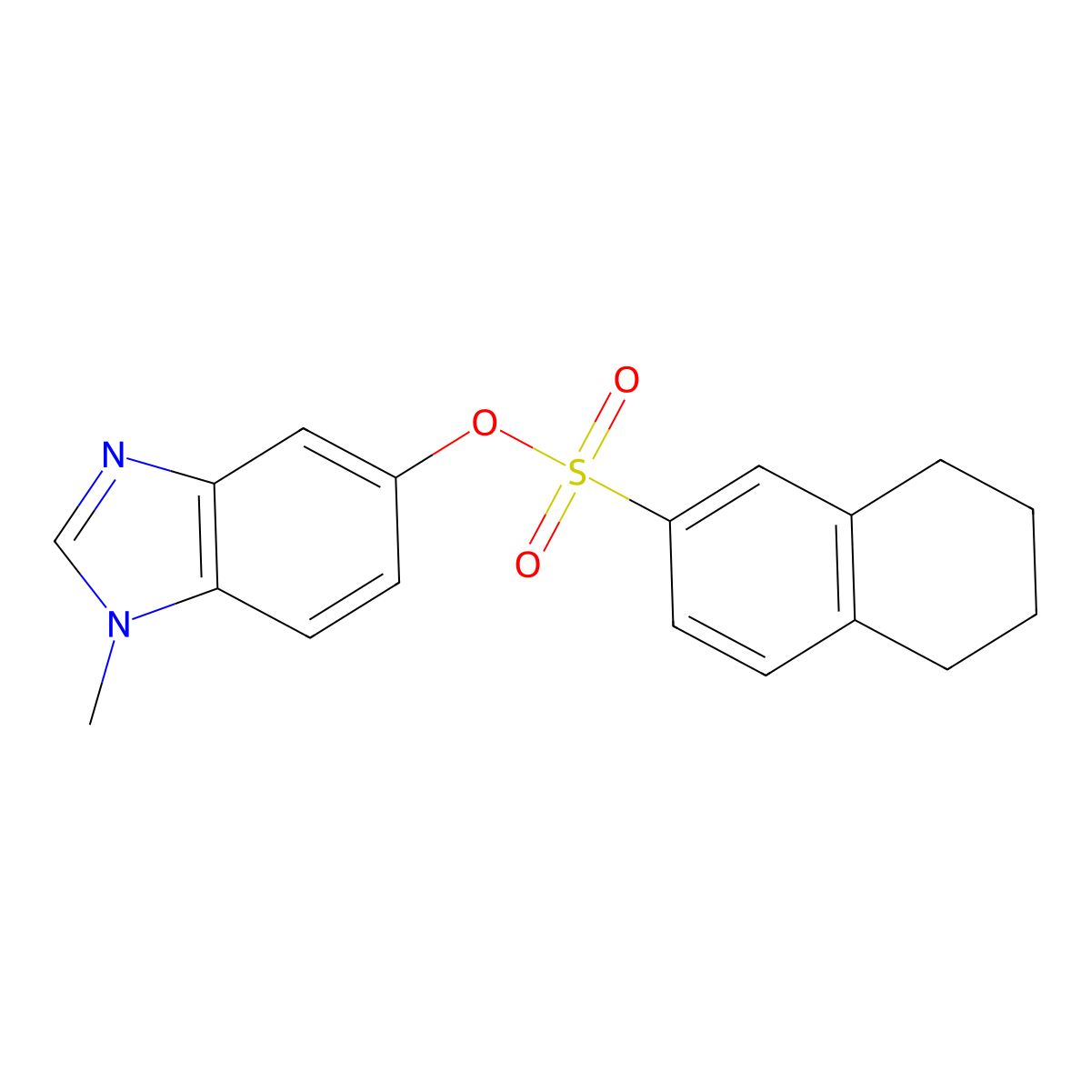 1-methyl-1H-benzo[d]imidazol-5-yl 5,6,7,8-tetrahydronaphthalene-2-sulfonate molecular structure, CAS 1396877-78-3