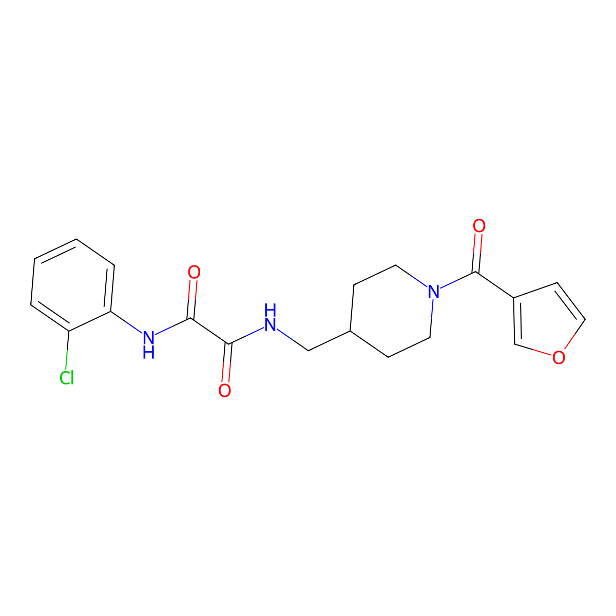 N1-(2-chlorophenyl)-N2-((1-(furan-3-carbonyl)piperidin-4-yl)methyl)oxalamide molecular structure, CAS 1396877-79-4
