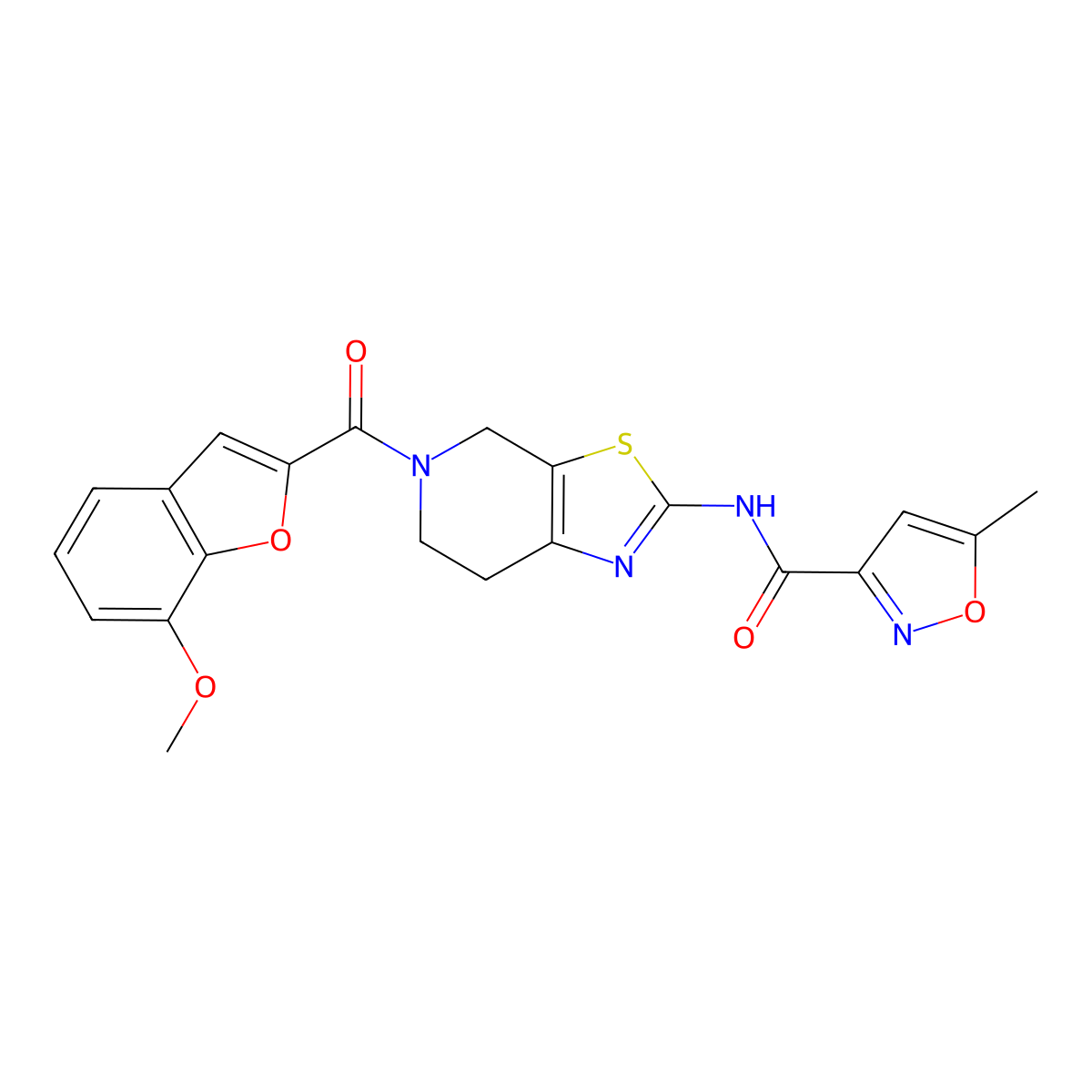 N-(5-(7-methoxybenzofuran-2-carbonyl)-4,5,6,7-tetrahydrothiazolo[5,4-c]pyridin-2-yl)-5-methylisoxazole-3-carboxamide molecular structure, CAS 1396877-81-8
