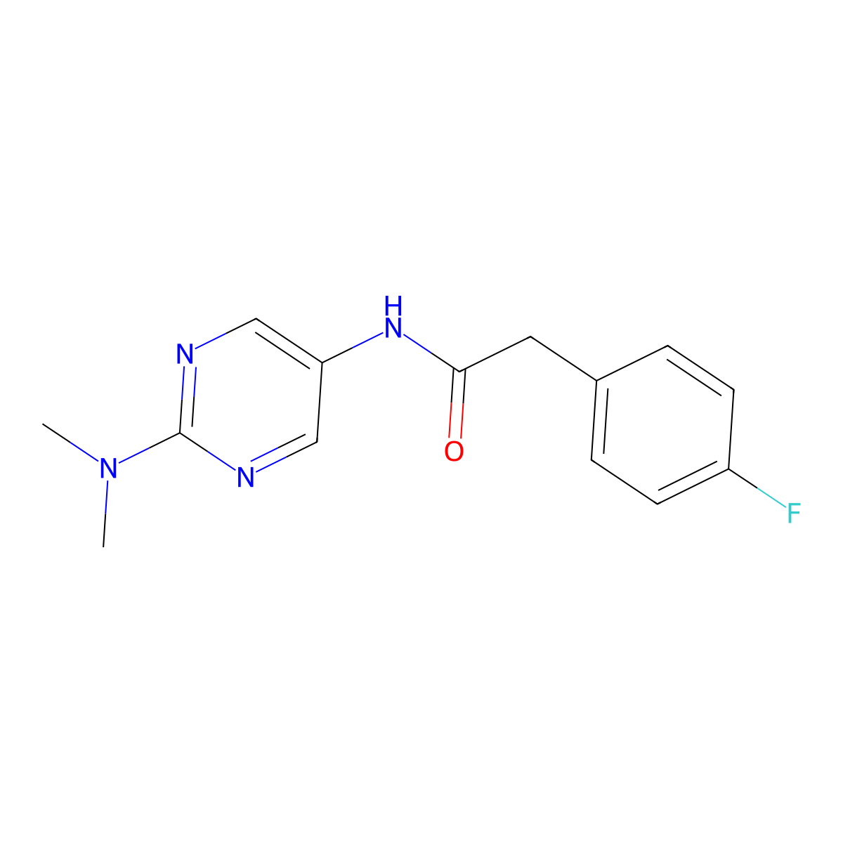 N-[2-(dimethylamino)pyrimidin-5-yl]-2-(4-fluorophenyl)acetamide molecular structure, CAS 1396877-82-9
