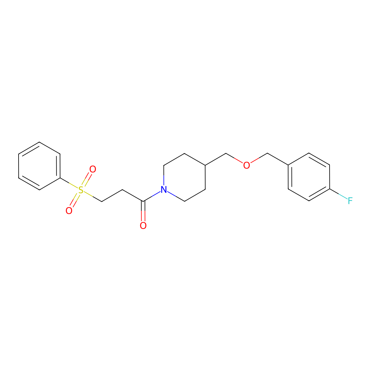 1-(4-(((4-Fluorobenzyl)oxy)methyl)piperidin-1-yl)-3-(phenylsulfonyl)propan-1-one molecular structure, CAS 1396877-83-0