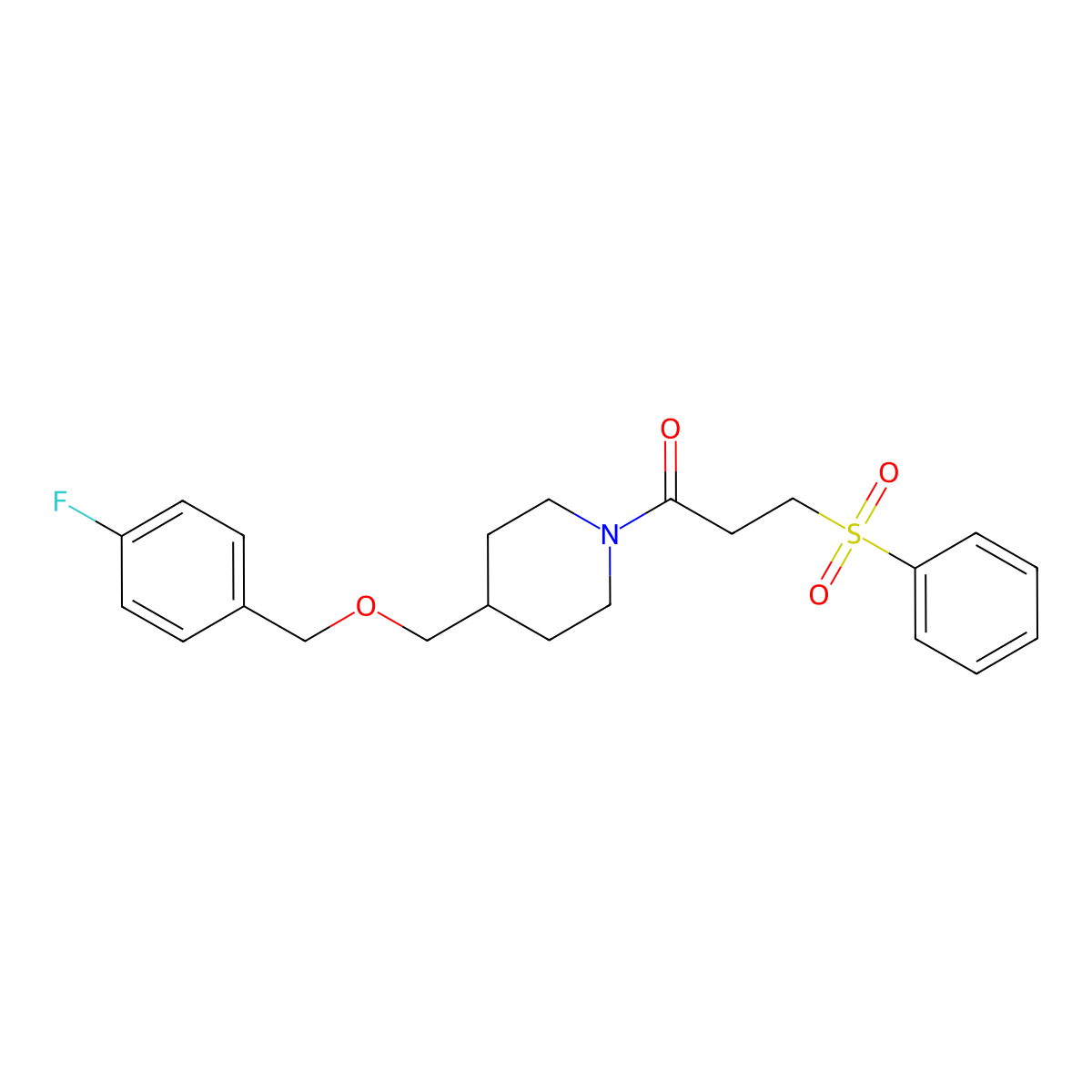 1-(4-(((4-Fluorobenzyl)oxy)methyl)piperidin-1-yl)-3-(phenylsulfonyl)propan-1-one molecular structure, CAS 1396877-83-0