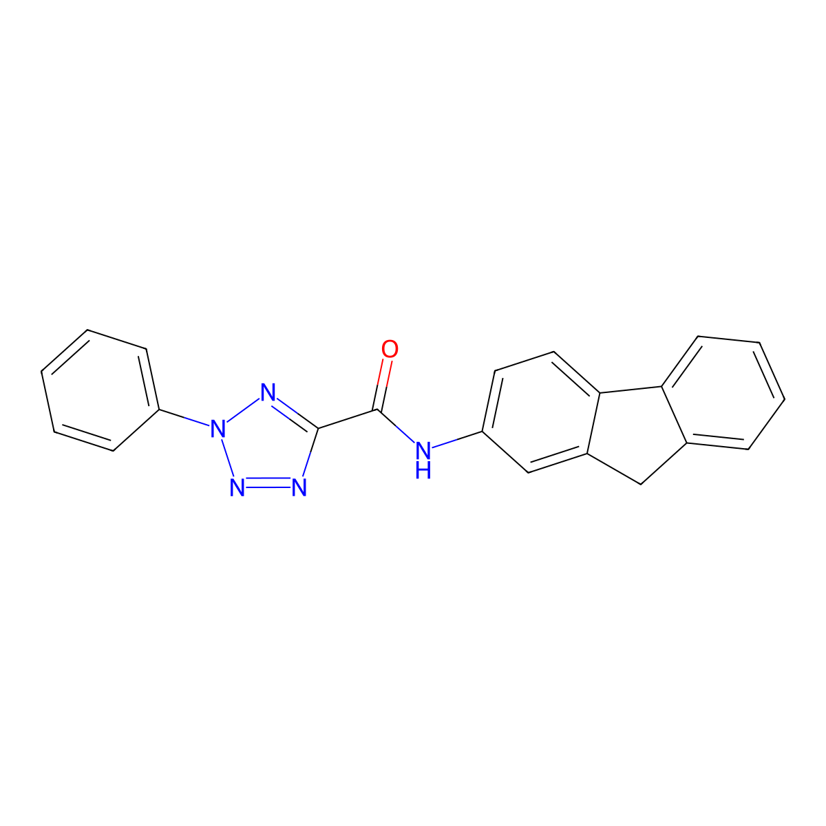 N-(9H-fluoren-2-yl)-2-phenyl-2H-tetrazole-5-carboxamide molecular structure, CAS 1396877-86-3