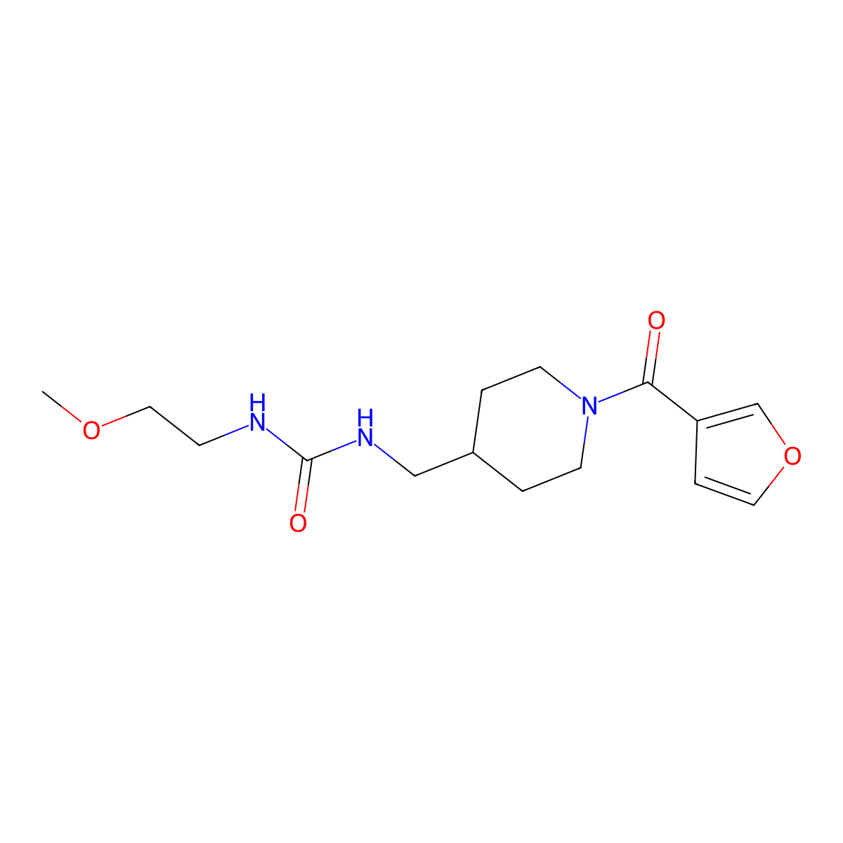 1-{[1-(Furan-3-carbonyl)piperidin-4-yl]methyl}-3-(2-methoxyethyl)urea molecular structure, CAS 1396877-87-4