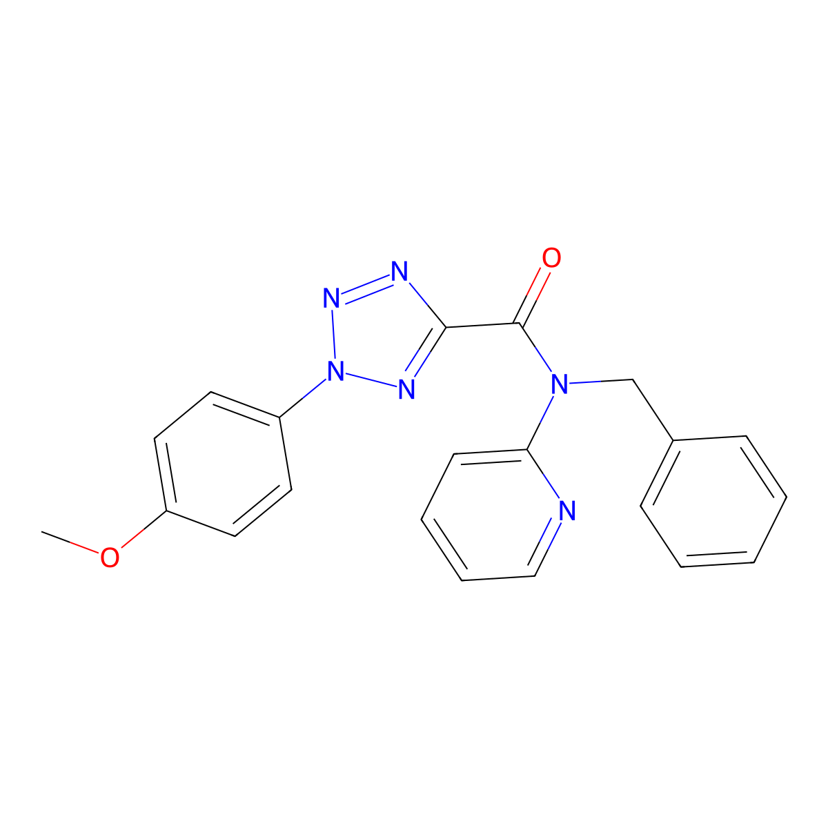 N-benzyl-2-(4-methoxyphenyl)-N-(pyridin-2-yl)-2H-tetrazole-5-carboxamide molecular structure, CAS 1396877-88-5