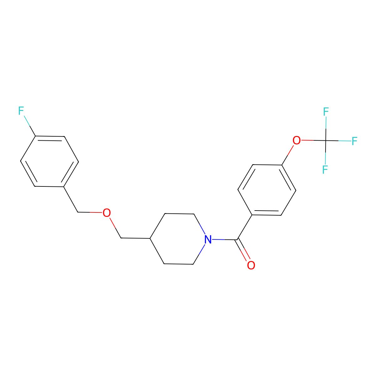(4-(((4-Fluorobenzyl)oxy)methyl)piperidin-1-yl)(4-(trifluoromethoxy)phenyl)methanone molecular structure, CAS 1396877-90-9