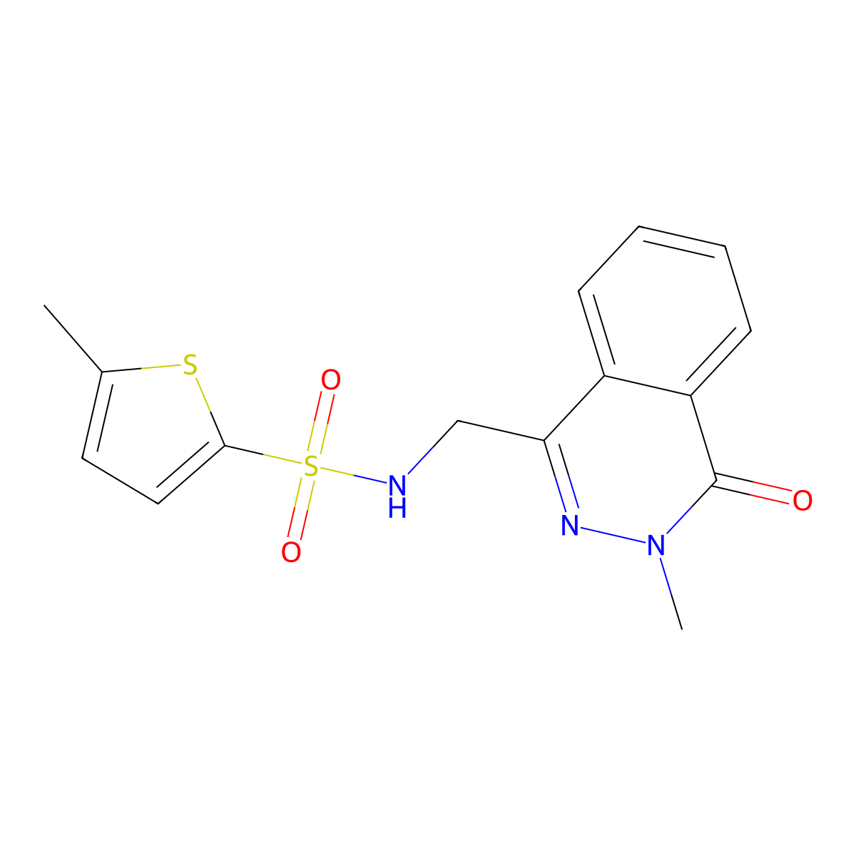 5-methyl-N-[(3-methyl-4-oxo-3,4-dihydrophthalazin-1-yl)methyl]thiophene-2-sulfonamide molecular structure, CAS 1396877-91-0