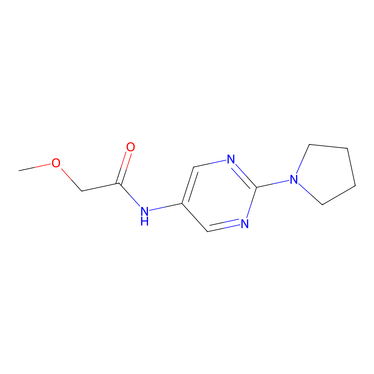 2-methoxy-N-[2-(pyrrolidin-1-yl)pyrimidin-5-yl]acetamide molecular structure, CAS 1396877-92-1