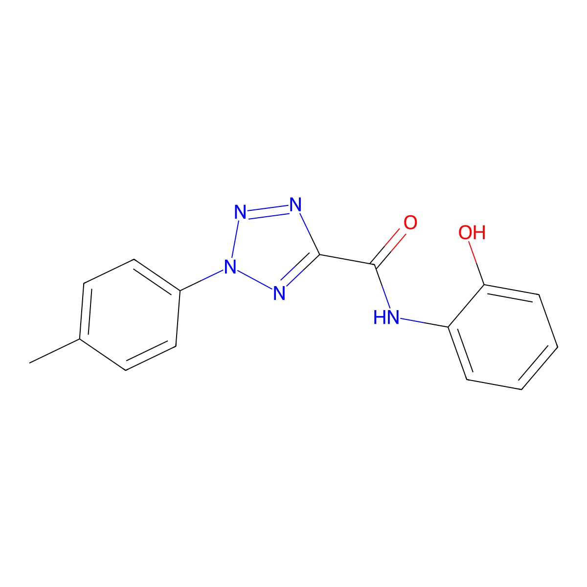 N-(2-hydroxyphenyl)-2-(p-tolyl)-2H-tetrazole-5-carboxamide molecular structure, CAS 1396878-12-8