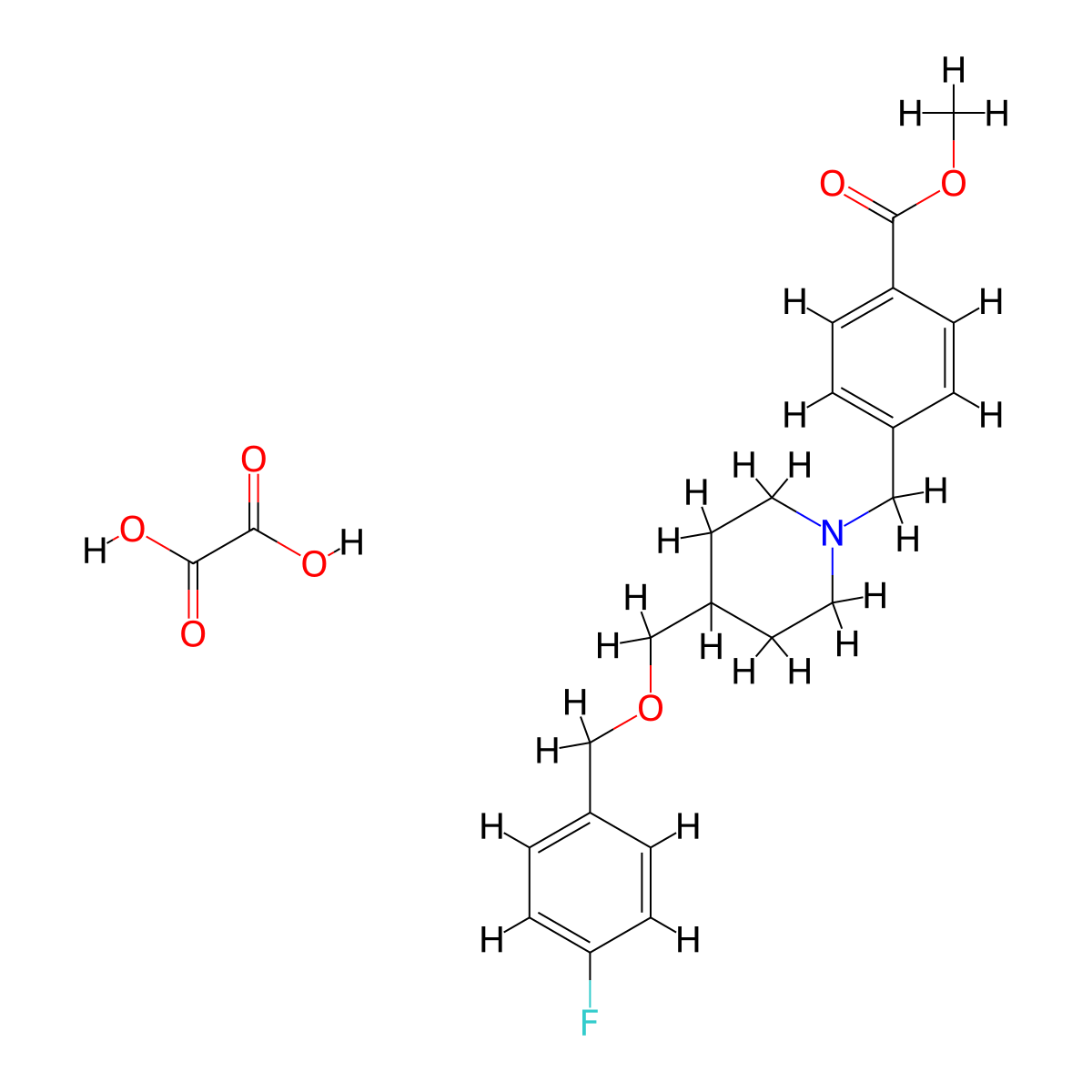 Methyl 4-((4-(((4-fluorobenzyl)oxy)methyl)piperidin-1-yl)methyl)benzoate oxalate molecular structure, CAS 1396878-15-1