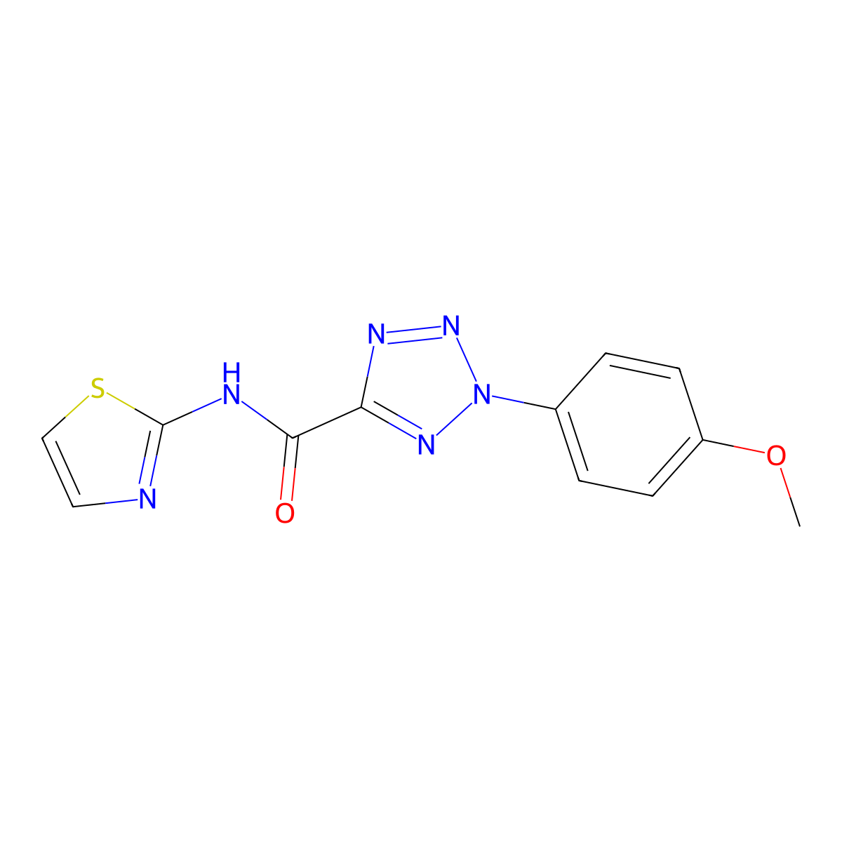 2-(4-methoxyphenyl)-N-(thiazol-2-yl)-2H-tetrazole-5-carboxamide molecular structure, CAS 1396878-23-1