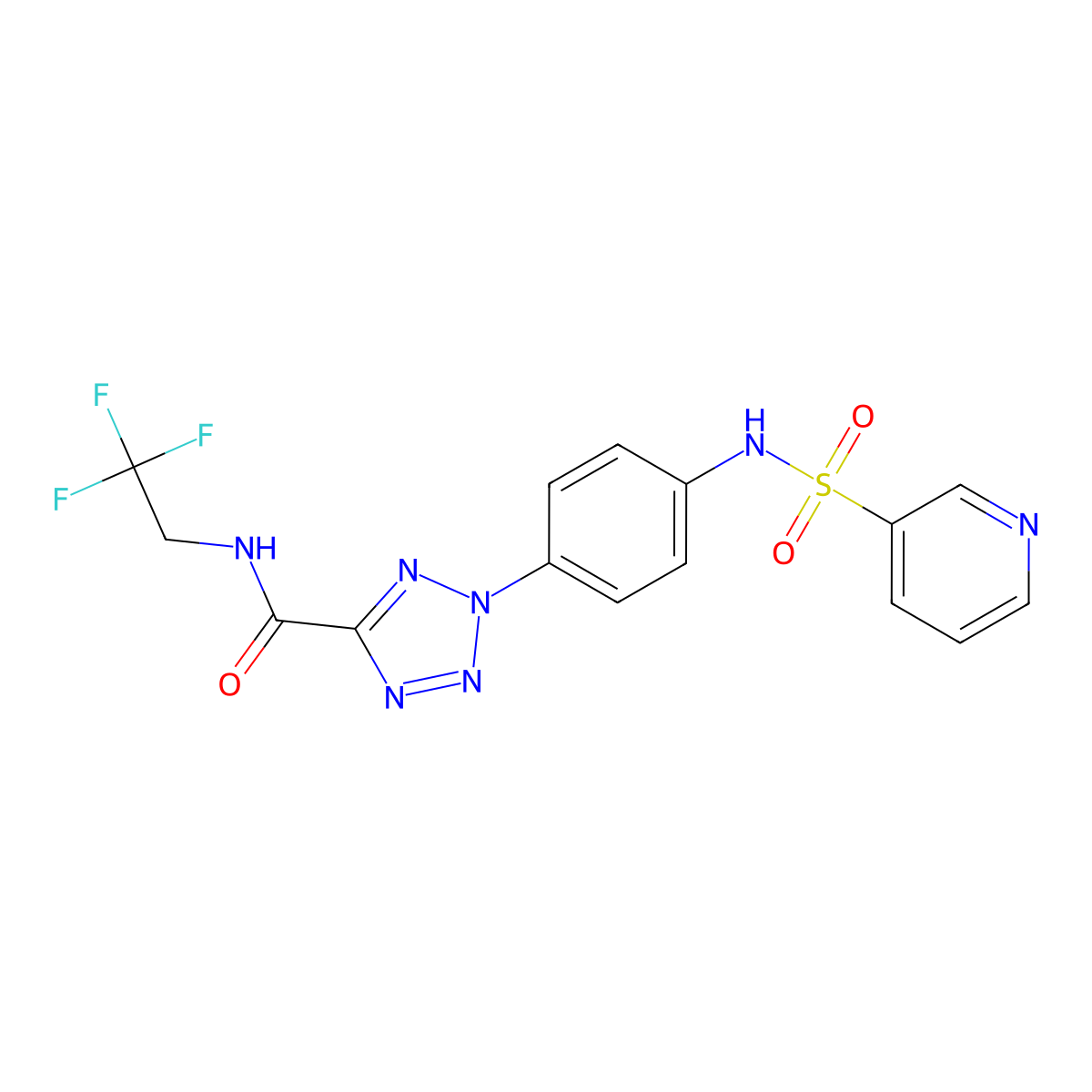 2-(4-(pyridine-3-sulfonamido)phenyl)-N-(2,2,2-trifluoroethyl)-2H-tetrazole-5-carboxamide molecular structure, CAS 1396878-37-7