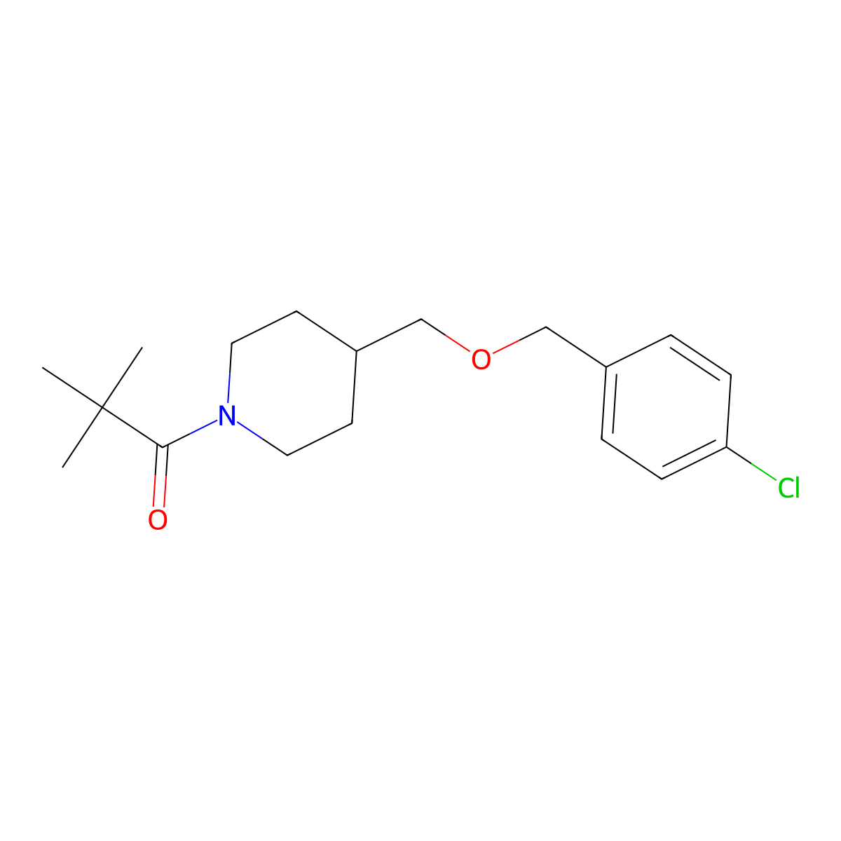 1-(4-(((4-Chlorobenzyl)oxy)methyl)piperidin-1-yl)-2,2-dimethylpropan-1-one molecular structure, CAS 1396878-43-5