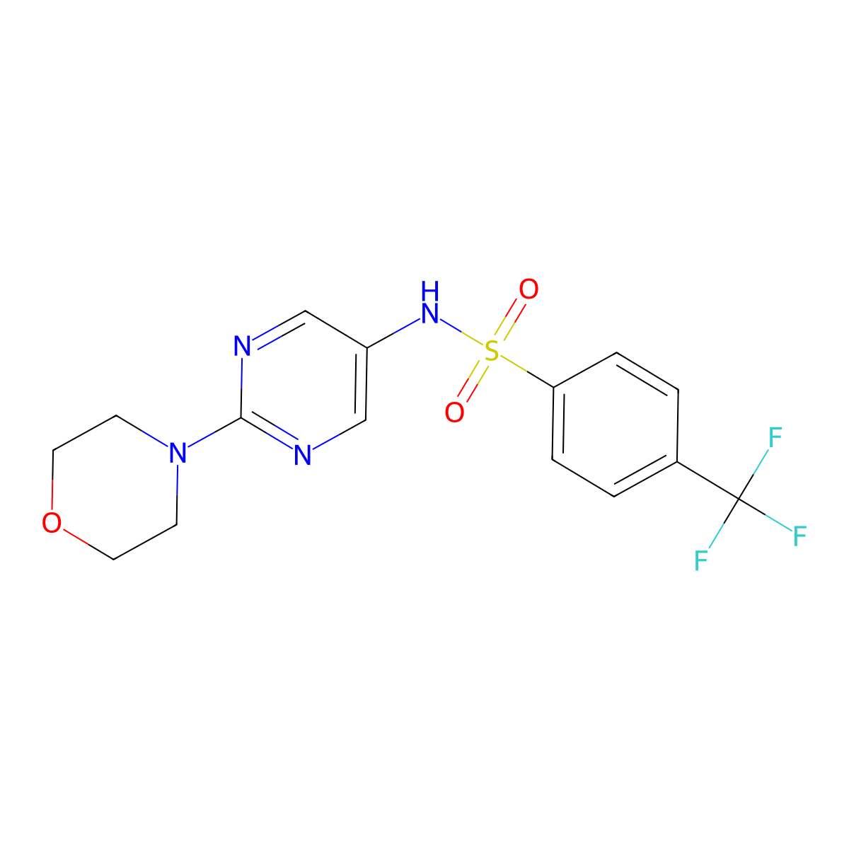 N-(2-morpholinopyrimidin-5-yl)-4-(trifluoromethyl)benzenesulfonamide molecular structure, CAS 1396878-47-9