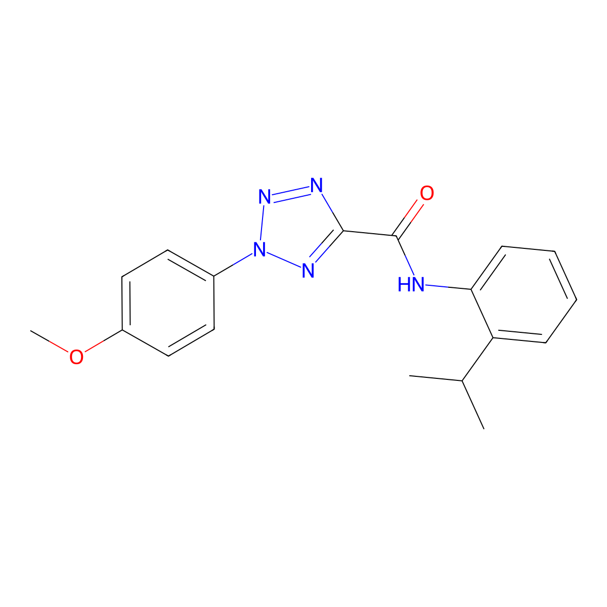 N-(2-isopropylphenyl)-2-(4-methoxyphenyl)-2H-tetrazole-5-carboxamide molecular structure, CAS 1396878-48-0