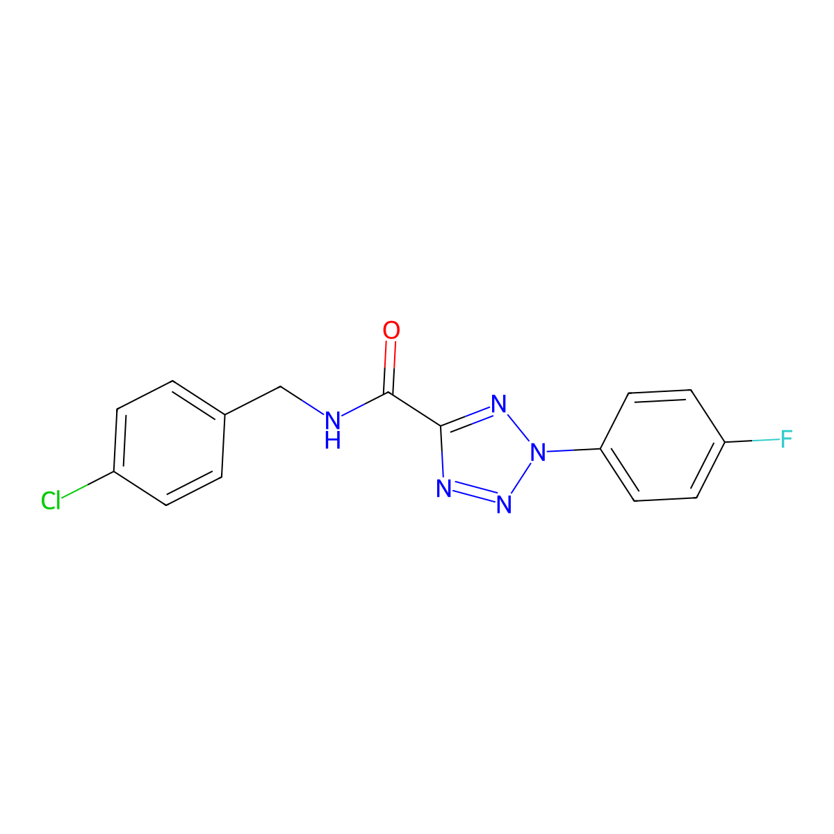 N-(4-chlorobenzyl)-2-(4-fluorophenyl)-2H-tetrazole-5-carboxamide molecular structure, CAS 1396878-49-1