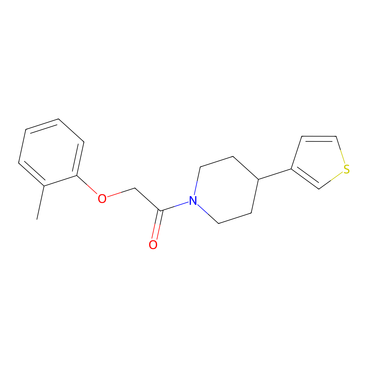 1-(4-(Thiophen-3-yl)piperidin-1-yl)-2-(o-tolyloxy)ethanone molecular structure, CAS 1396878-55-9