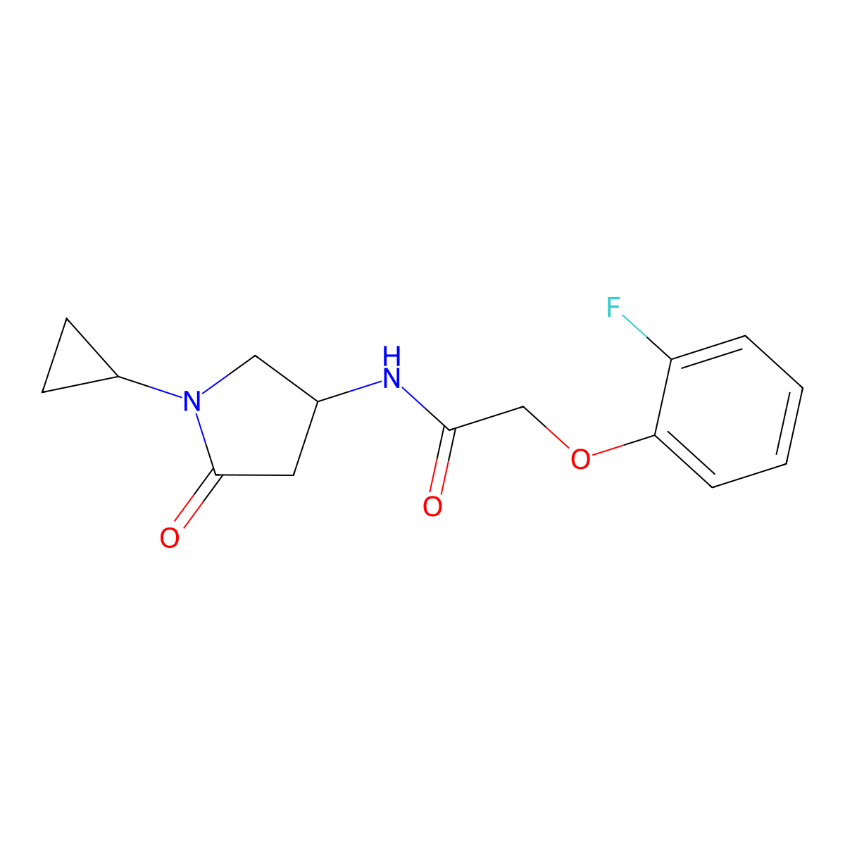 N-(1-cyclopropyl-5-oxopyrrolidin-3-yl)-2-(2-fluorophenoxy)acetamide molecular structure, CAS 1396878-61-7