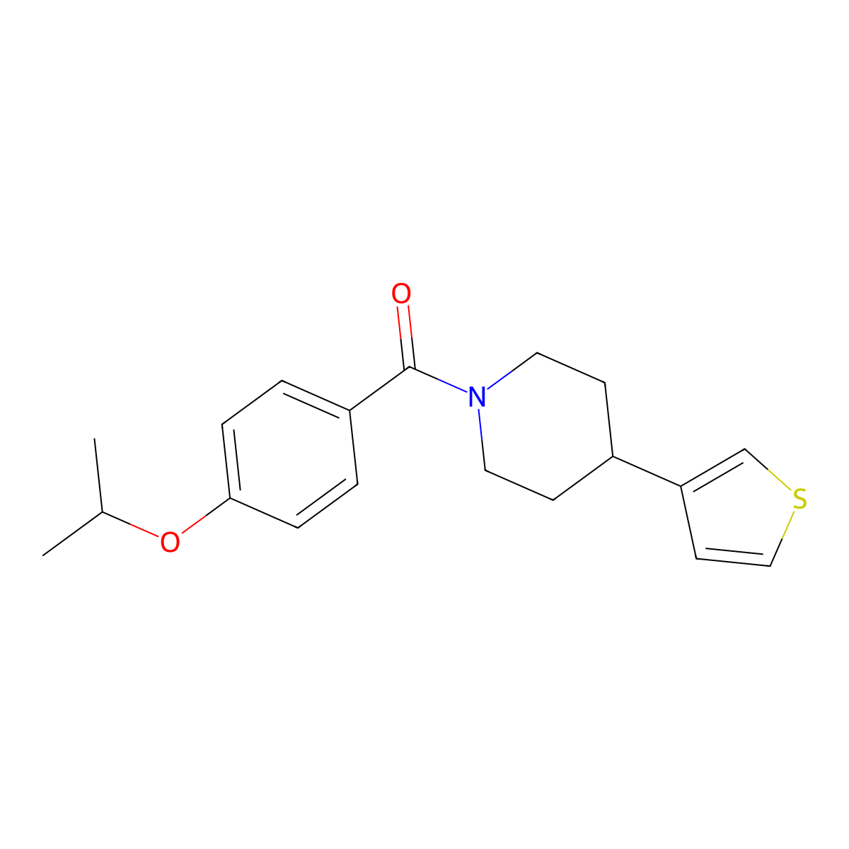 (4-Isopropoxyphenyl)(4-(thiophen-3-yl)piperidin-1-yl)methanone molecular structure, CAS 1396878-64-0