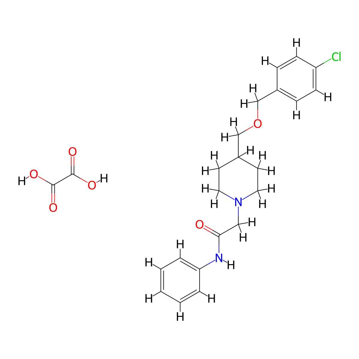 2-(4-(((4-chlorobenzyl)oxy)methyl)piperidin-1-yl)-N-phenylacetamide oxalate molecular structure, CAS 1396878-68-4