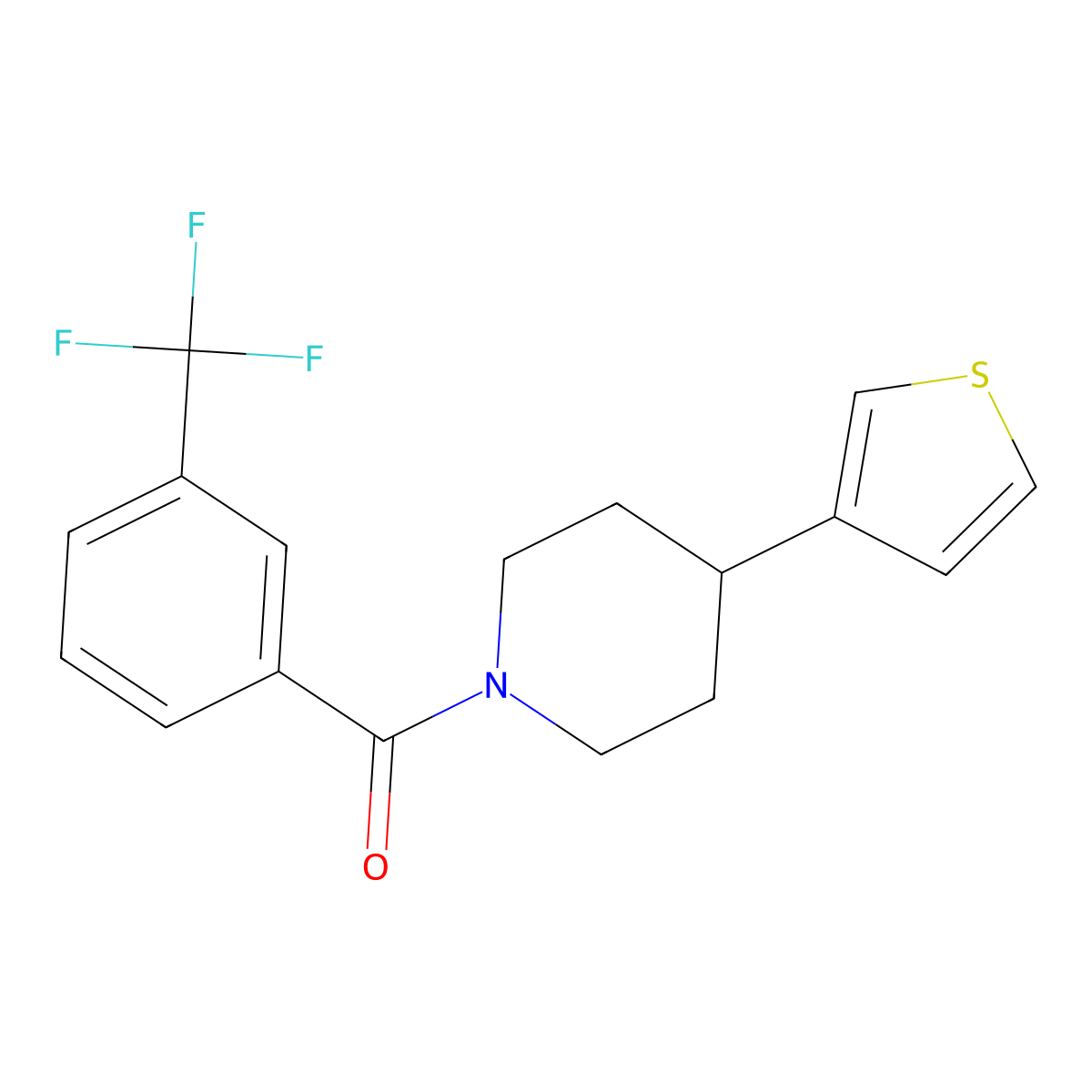 (4-(Thiophen-3-yl)piperidin-1-yl)(3-(trifluoromethyl)phenyl)methanone molecular structure, CAS 1396878-73-1