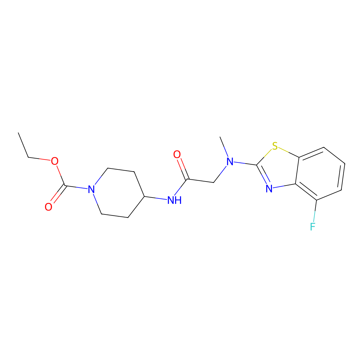 Ethyl 4-(2-((4-fluorobenzo[d]thiazol-2-yl)(methyl)amino)acetamido)piperidine-1-carboxylate molecular structure, CAS 1396878-78-6