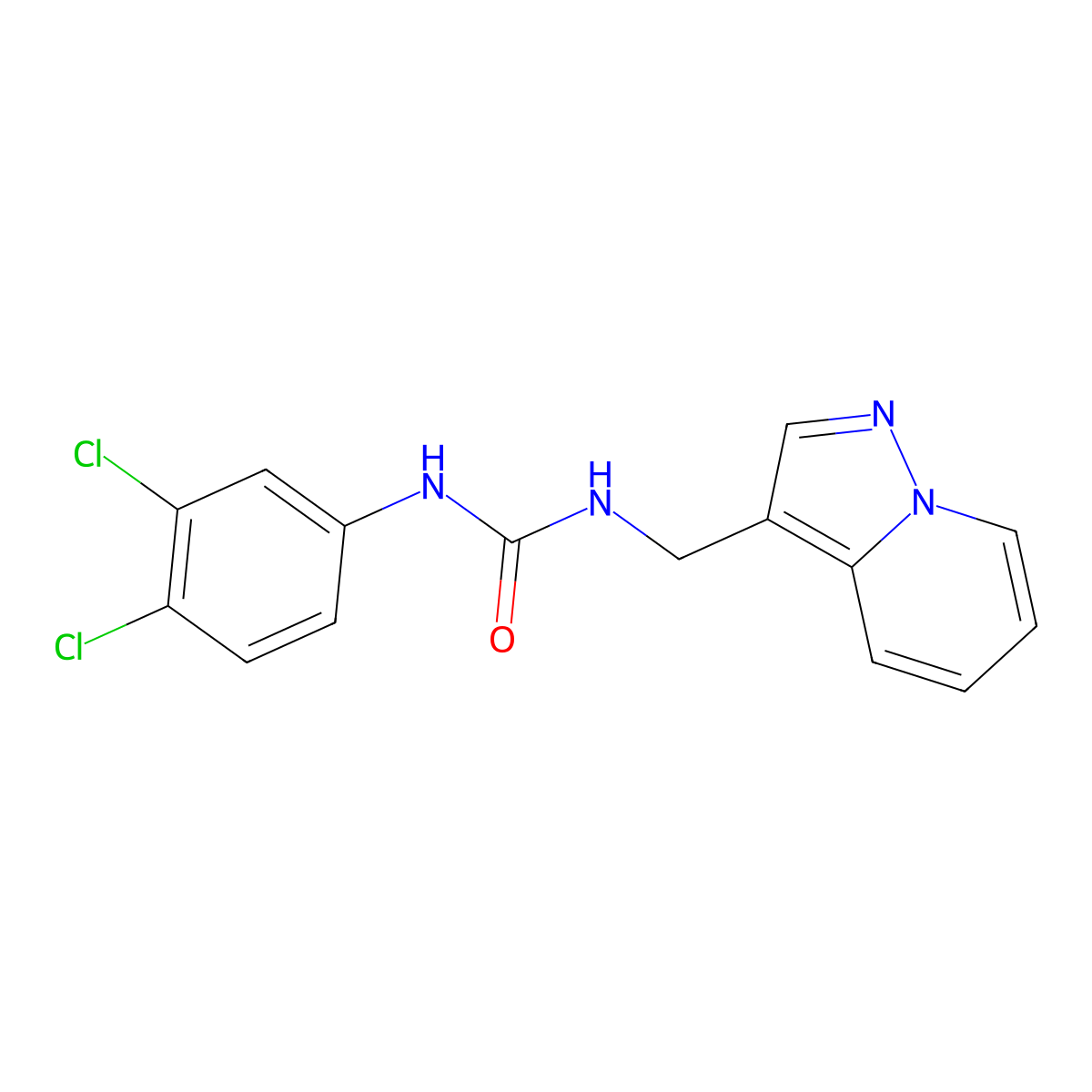 1-(3,4-Dichlorophenyl)-3-(pyrazolo[1,5-a]pyridin-3-ylmethyl)urea molecular structure, CAS 1396878-81-1