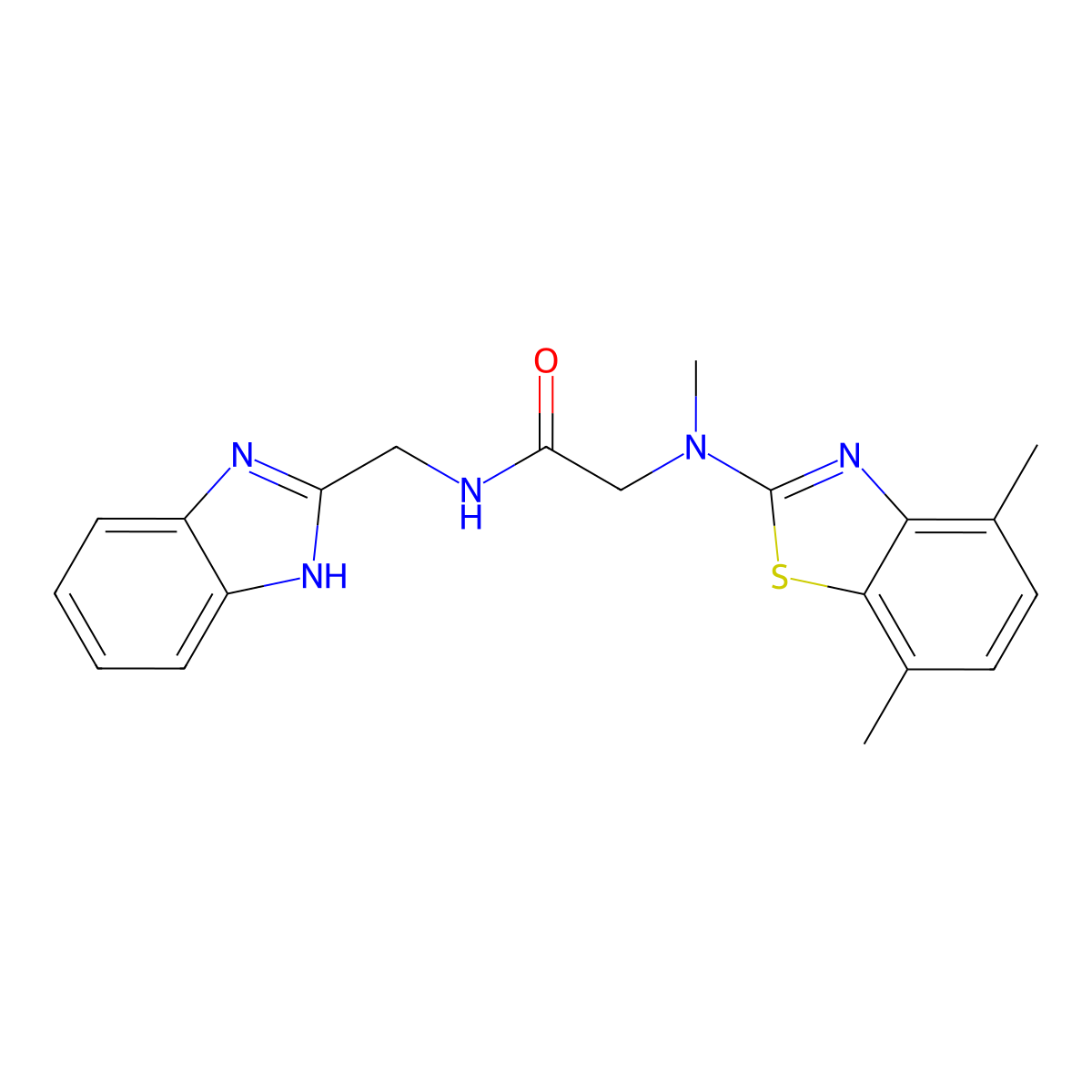 N-((1H-benzo[d]imidazol-2-yl)methyl)-2-((4,7-dimethylbenzo[d]thiazol-2-yl)(methyl)amino)acetamide molecular structure, CAS 1396878-83-3