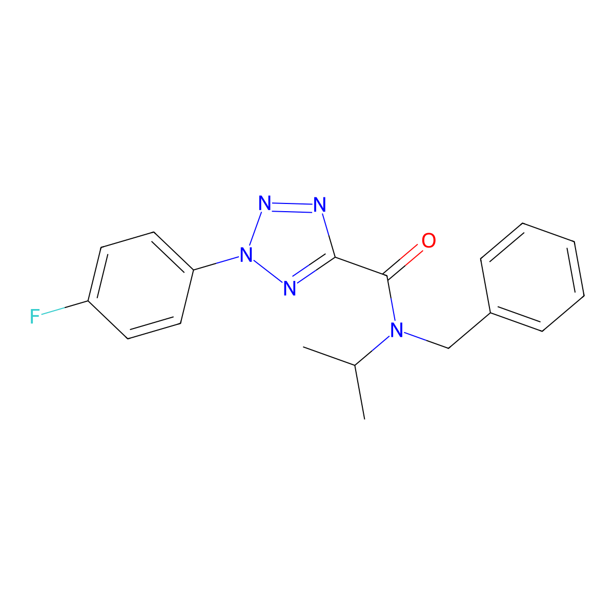 N-benzyl-2-(4-fluorophenyl)-N-isopropyl-2H-tetrazole-5-carboxamide molecular structure, CAS 1396878-88-8
