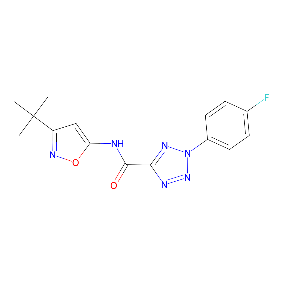 N-(3-(tert-butyl)isoxazol-5-yl)-2-(4-fluorophenyl)-2H-tetrazole-5-carboxamide molecular structure, CAS 1396878-93-5