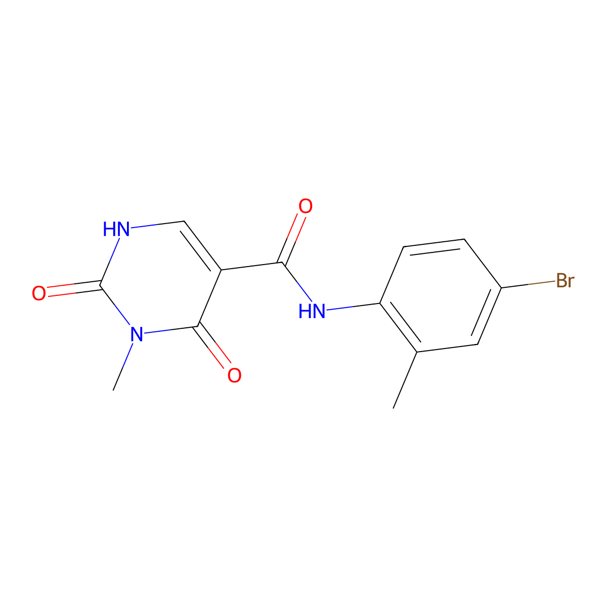 N-(4-bromo-2-methylphenyl)-3-methyl-2,4-dioxo-1,2,3,4-tetrahydropyrimidine-5-carboxamide molecular structure, CAS 1396878-94-6
