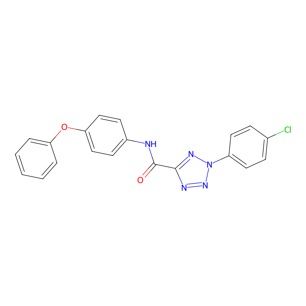 2-(4-chlorophenyl)-N-(4-phenoxyphenyl)-2H-tetrazole-5-carboxamide molecular structure, CAS 1396878-99-1