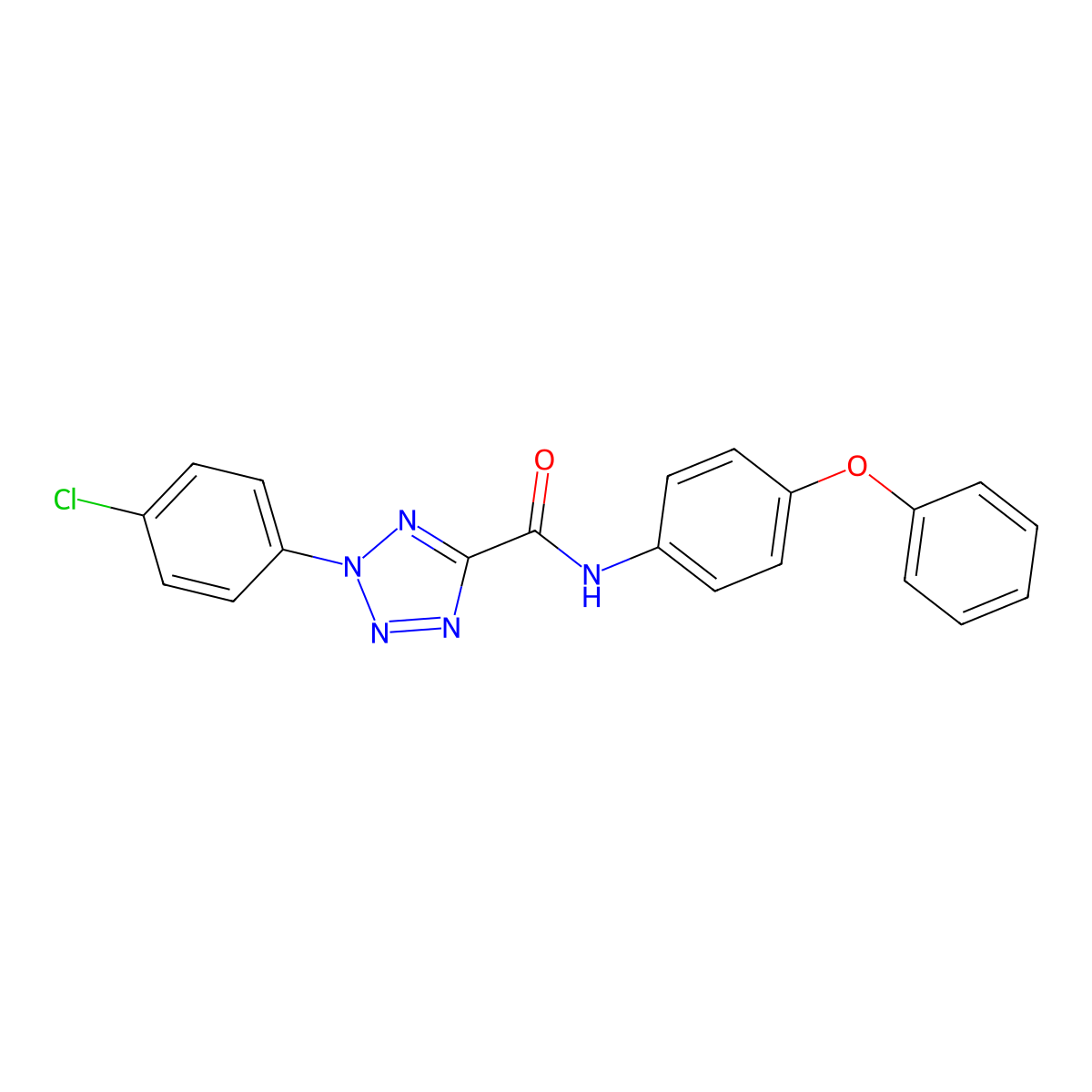 2-(4-chlorophenyl)-N-(4-phenoxyphenyl)-2H-tetrazole-5-carboxamide molecular structure, CAS 1396878-99-1