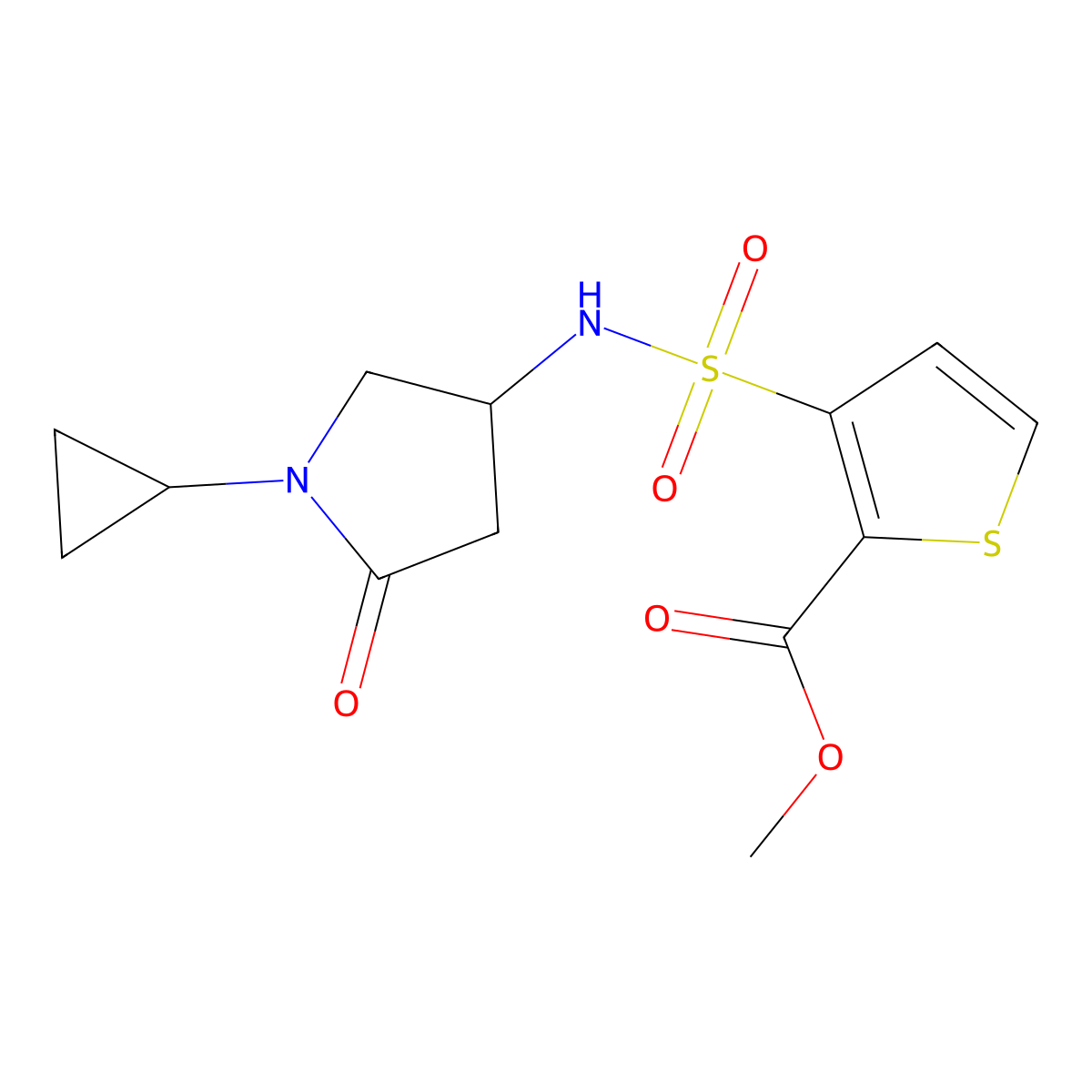 Methyl 3-[(1-cyclopropyl-5-oxopyrrolidin-3-yl)sulfamoyl]thiophene-2-carboxylate molecular structure, CAS 1396879-00-7