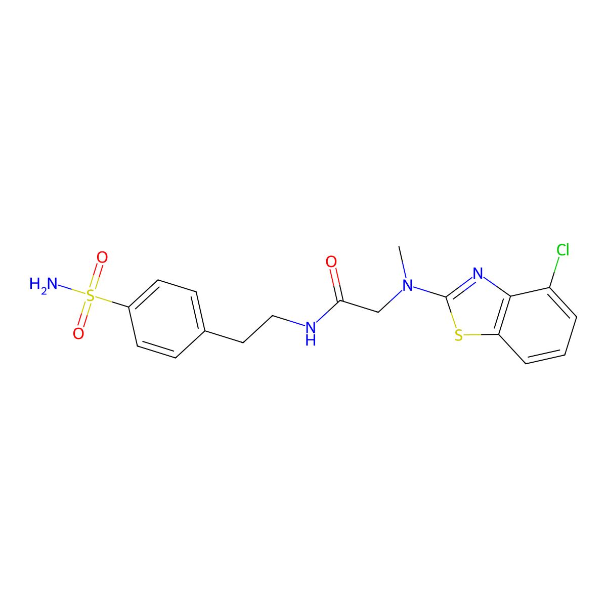 2-((4-chlorobenzo[d]thiazol-2-yl)(methyl)amino)-N-(4-sulfamoylphenethyl)acetamide molecular structure, CAS 1396879-02-9