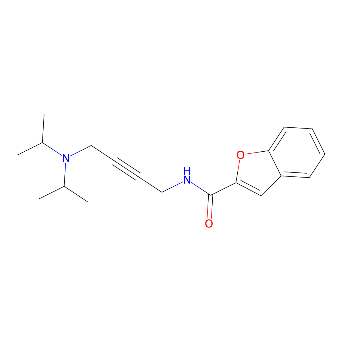 N-(4-(diisopropylamino)but-2-yn-1-yl)benzofuran-2-carboxamide molecular structure, CAS 1396879-05-2