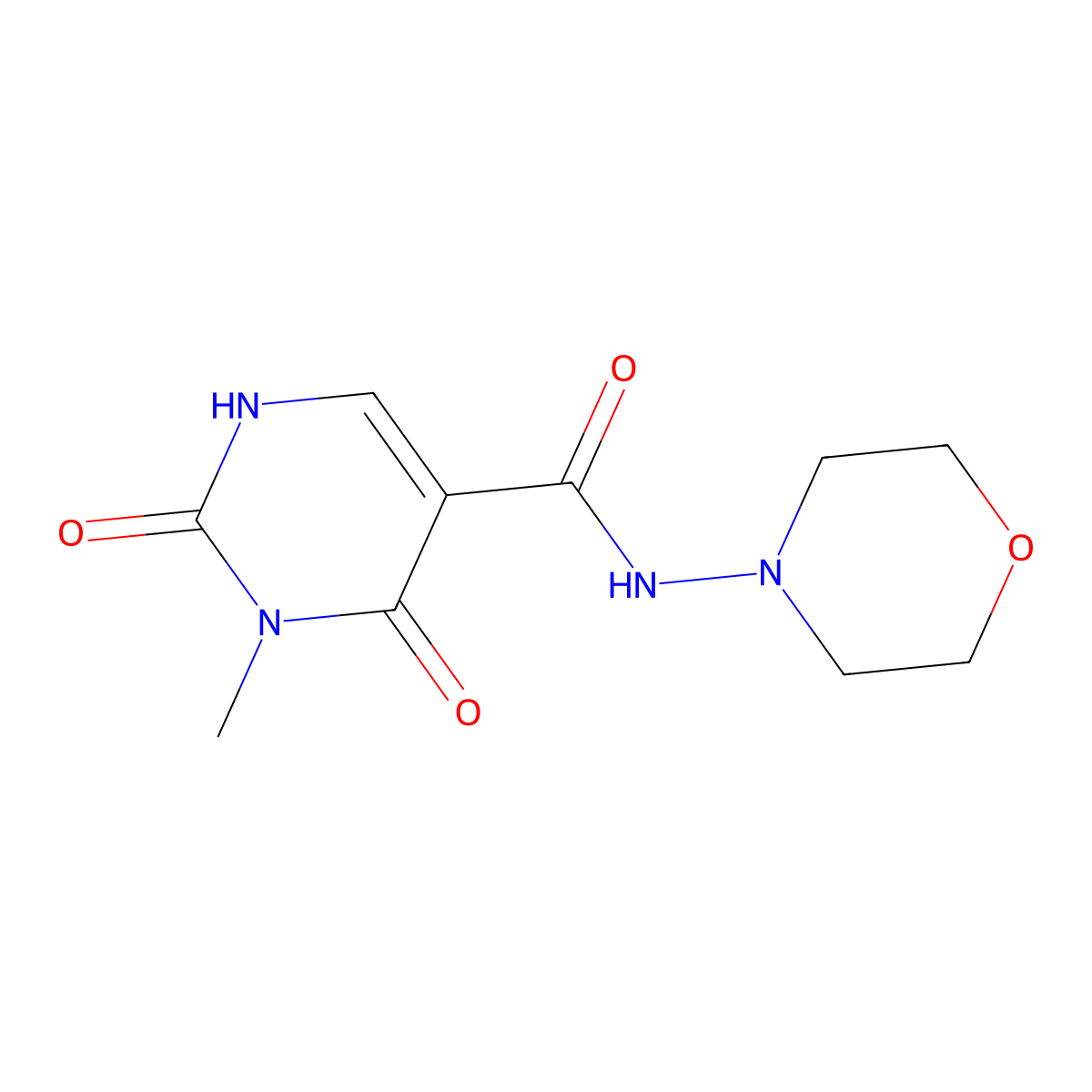 3-methyl-N-morpholino-2,4-dioxo-1,2,3,4-tetrahydropyrimidine-5-carboxamide molecular structure, CAS 1396879-06-3