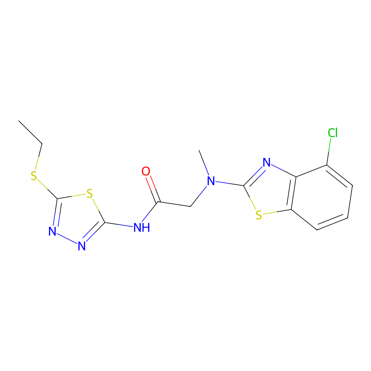 2-((4-chlorobenzo[d]thiazol-2-yl)(methyl)amino)-N-(5-(ethylthio)-1,3,4-thiadiazol-2-yl)acetamide molecular structure, CAS 1396879-11-0