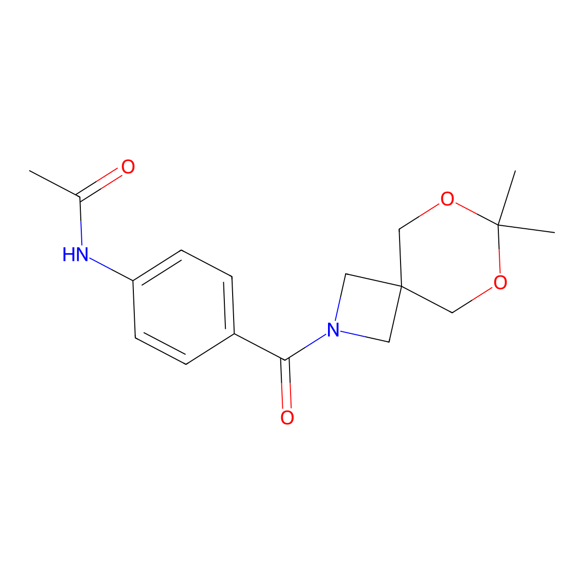 N-(4-(7,7-dimethyl-6,8-dioxa-2-azaspiro[3.5]nonane-2-carbonyl)phenyl)acetamide molecular structure, CAS 1396879-12-1