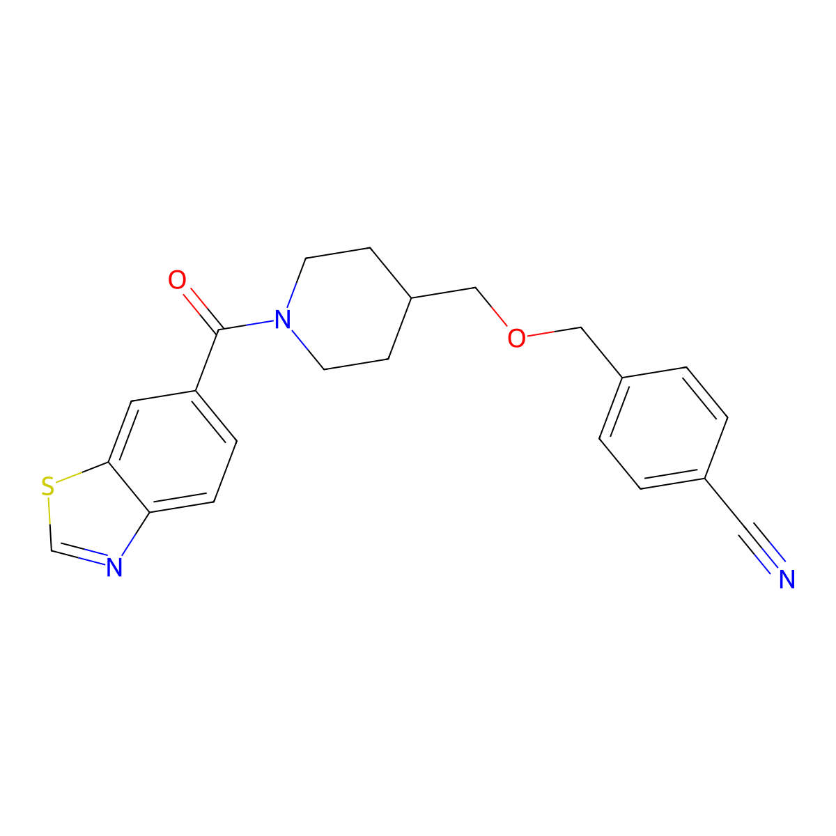 4-(((1-(Benzo[d]thiazole-6-carbonyl)piperidin-4-yl)methoxy)methyl)benzonitrile molecular structure, CAS 1396879-16-5