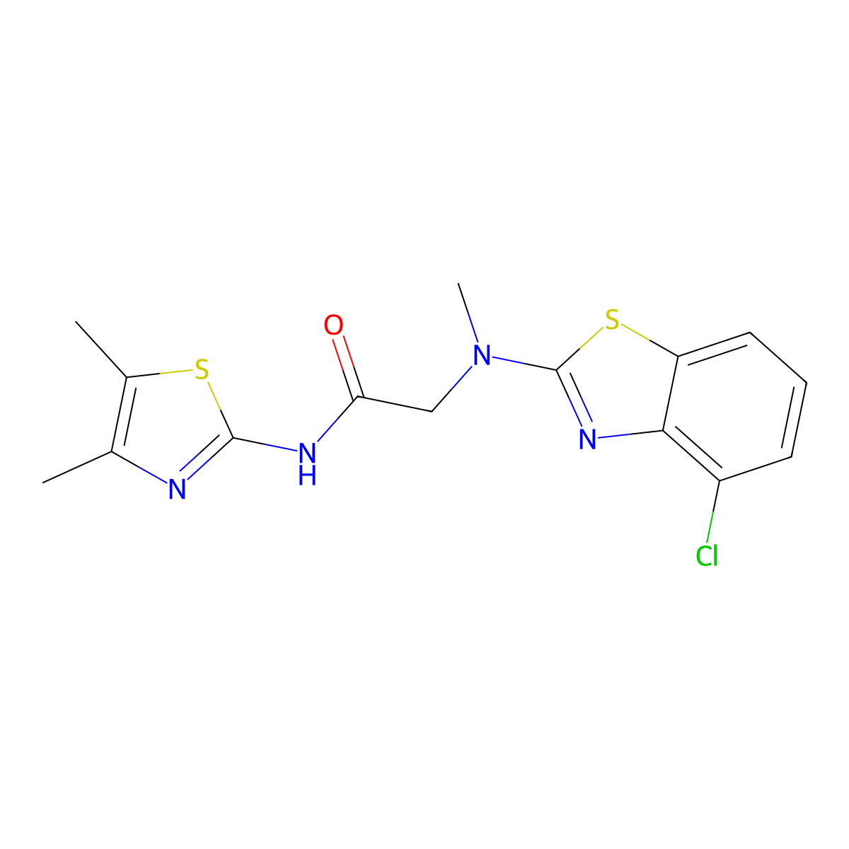 2-((4-chlorobenzo[d]thiazol-2-yl)(methyl)amino)-N-(4,5-dimethylthiazol-2-yl)acetamide molecular structure, CAS 1396879-18-7