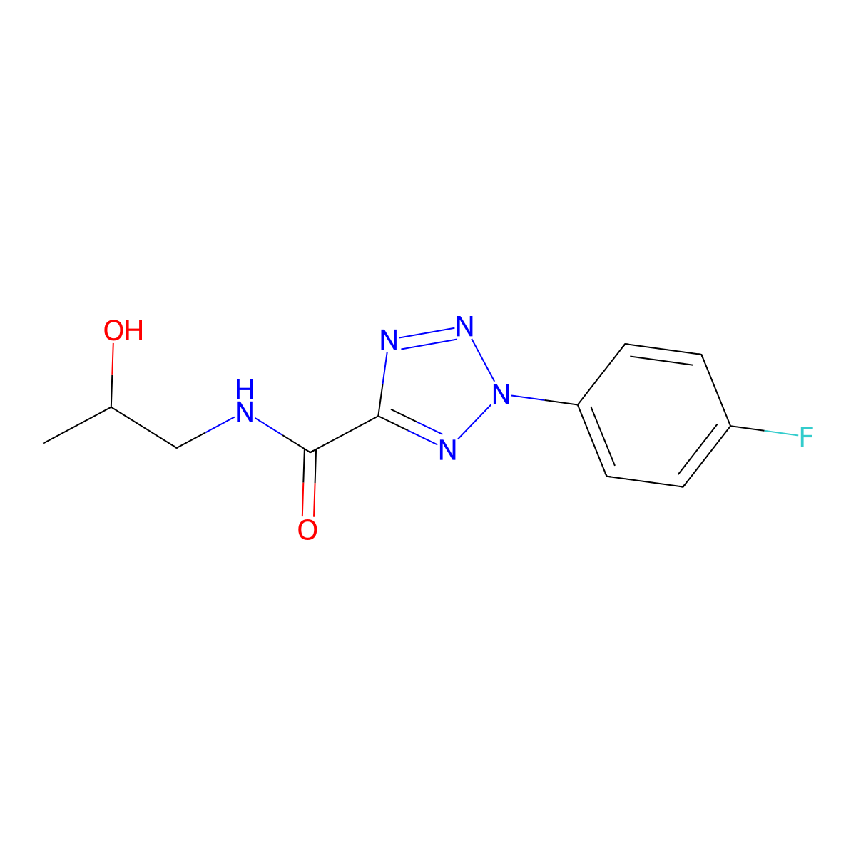 2-(4-fluorophenyl)-N-(2-hydroxypropyl)-2H-tetrazole-5-carboxamide molecular structure, CAS 1396879-23-4