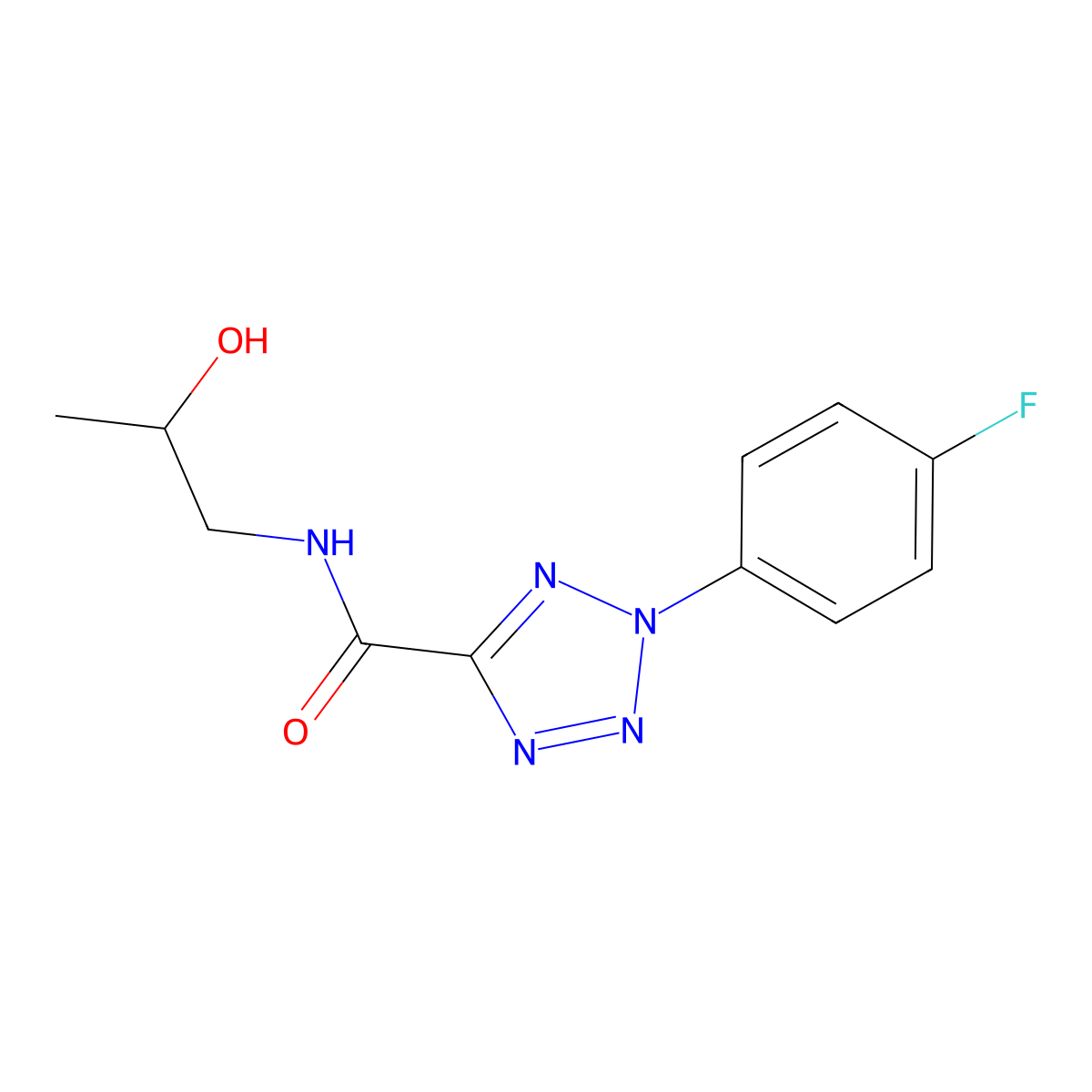 2-(4-fluorophenyl)-N-(2-hydroxypropyl)-2H-tetrazole-5-carboxamide molecular structure, CAS 1396879-23-4