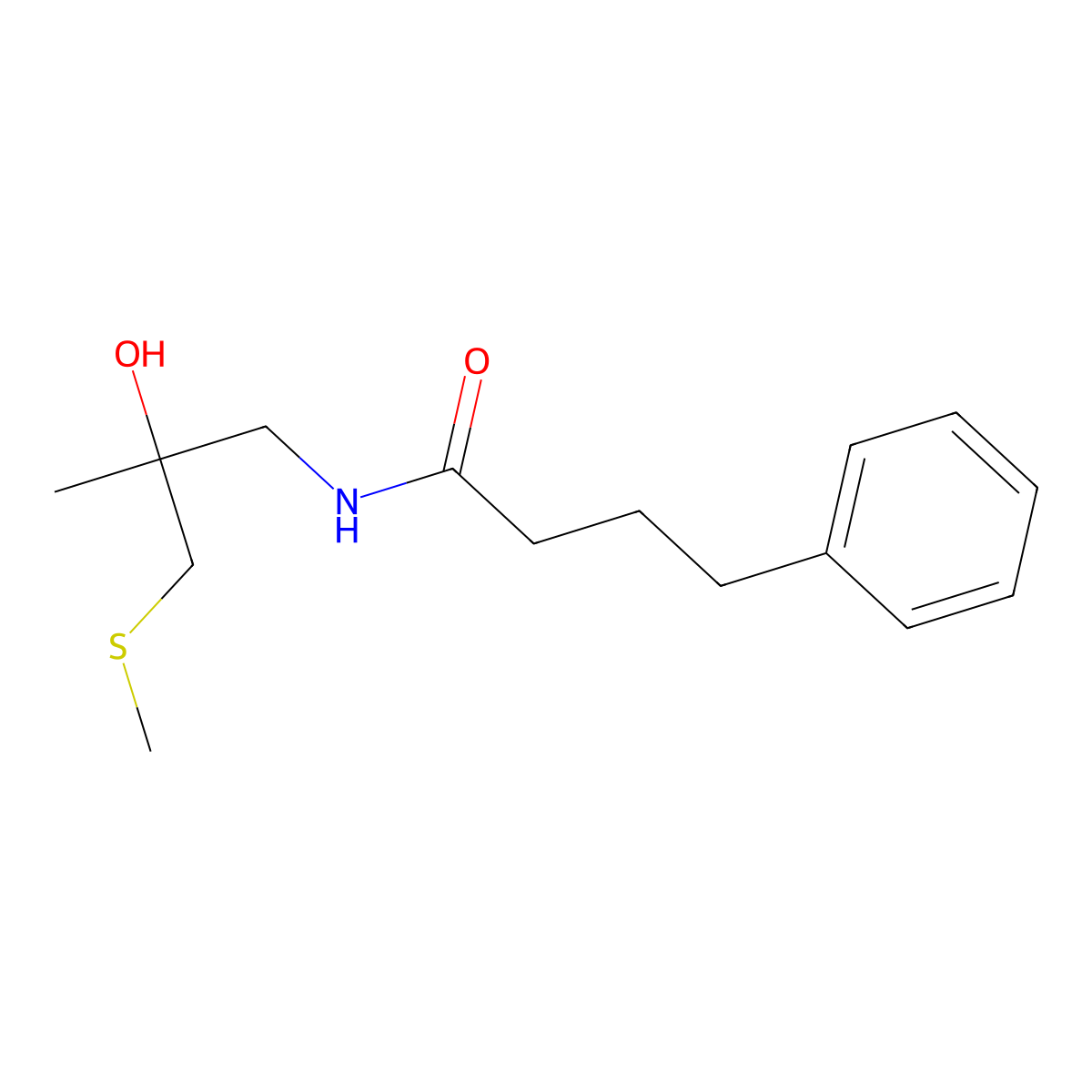 N-(2-hydroxy-2-methyl-3-(methylthio)propyl)-4-phenylbutanamide molecular structure, CAS 1396879-25-6