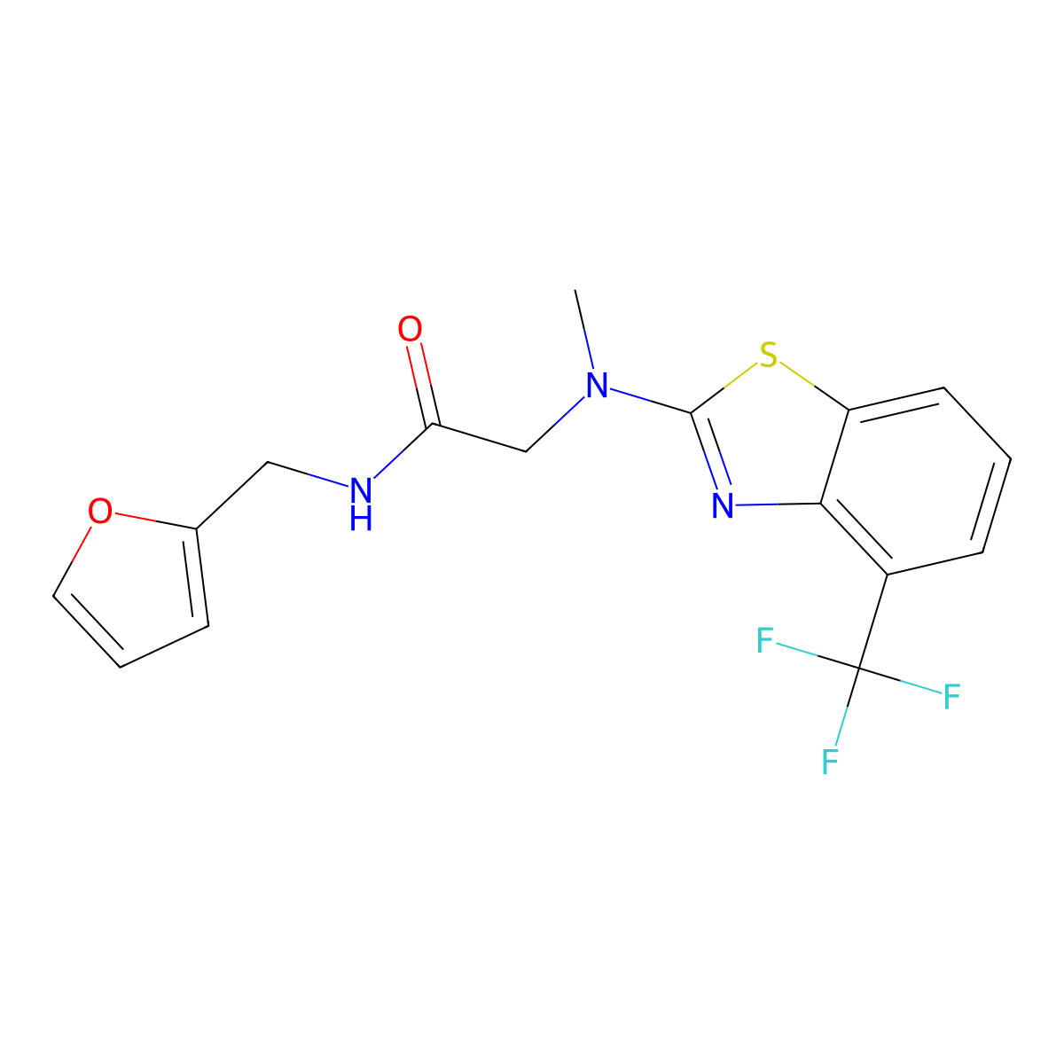 N-(furan-2-ylmethyl)-2-(methyl(4-(trifluoromethyl)benzo[d]thiazol-2-yl)amino)acetamide molecular structure, CAS 1396879-26-7