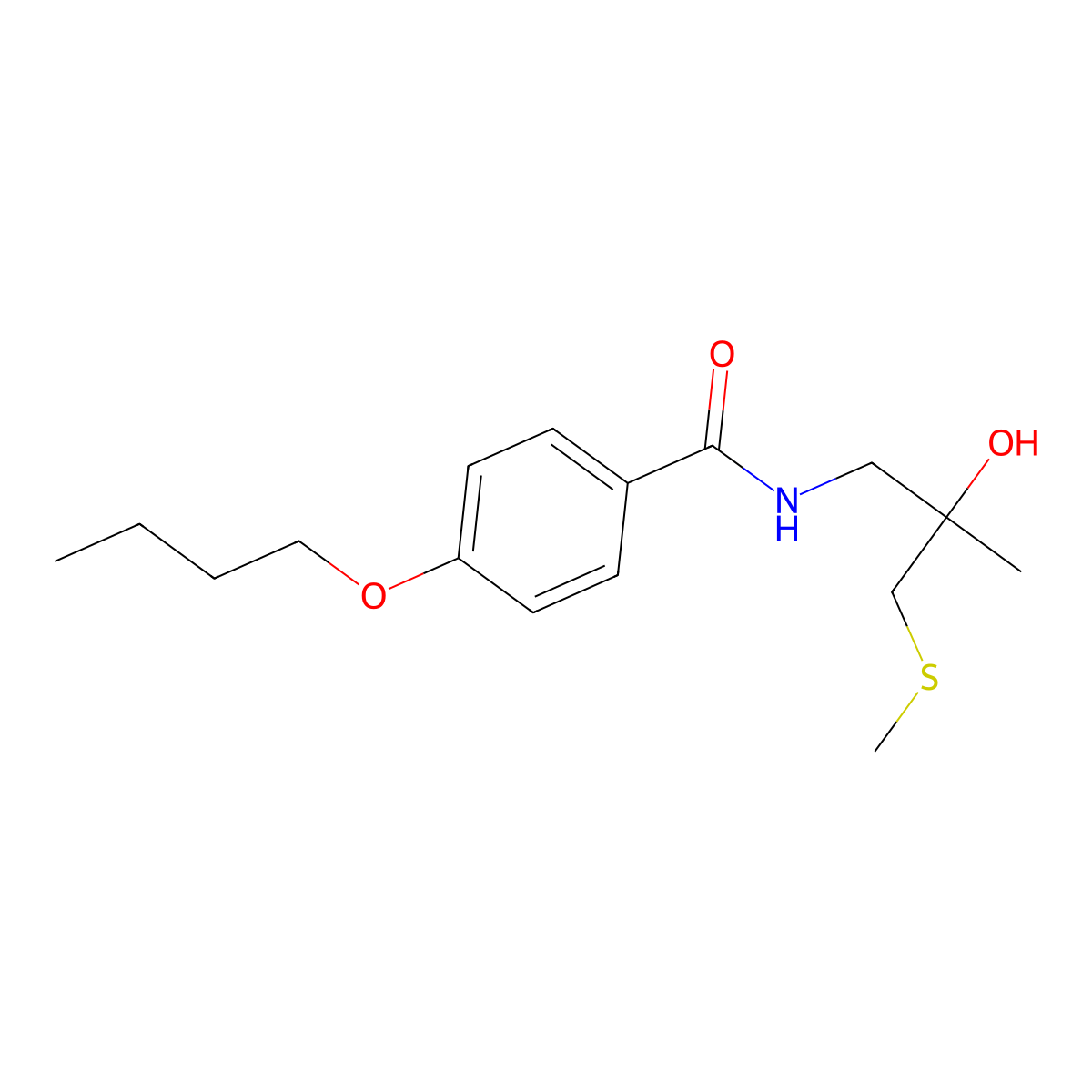 4-butoxy-N-(2-hydroxy-2-methyl-3-(methylthio)propyl)benzamide molecular structure, CAS 1396879-29-0