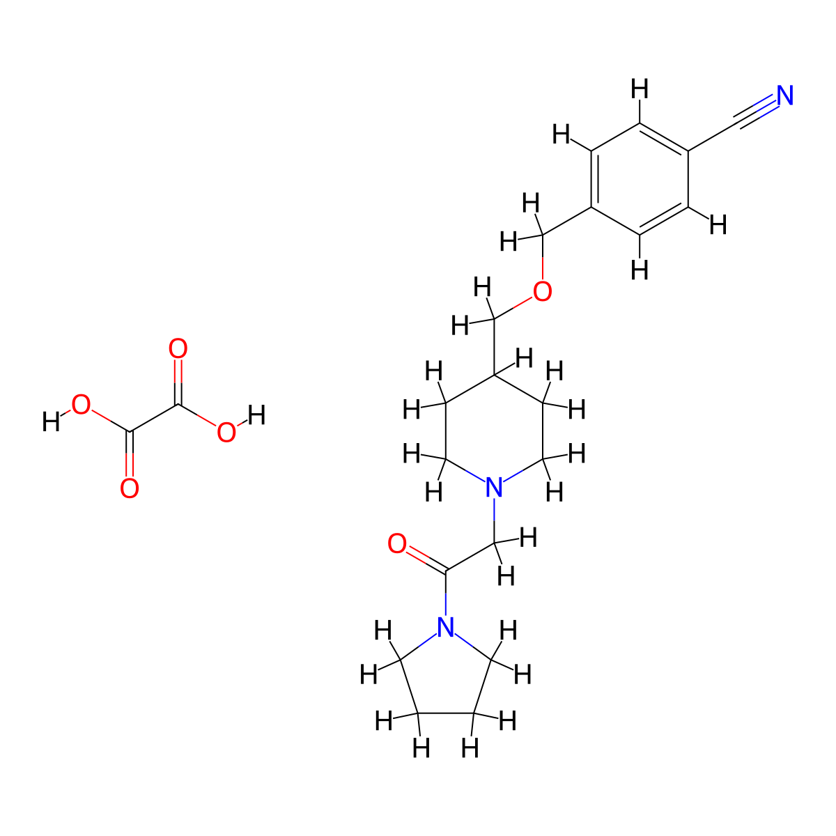 4-(((1-(2-Oxo-2-(pyrrolidin-1-yl)ethyl)piperidin-4-yl)methoxy)methyl)benzonitrile oxalate molecular structure, CAS 1396879-33-6