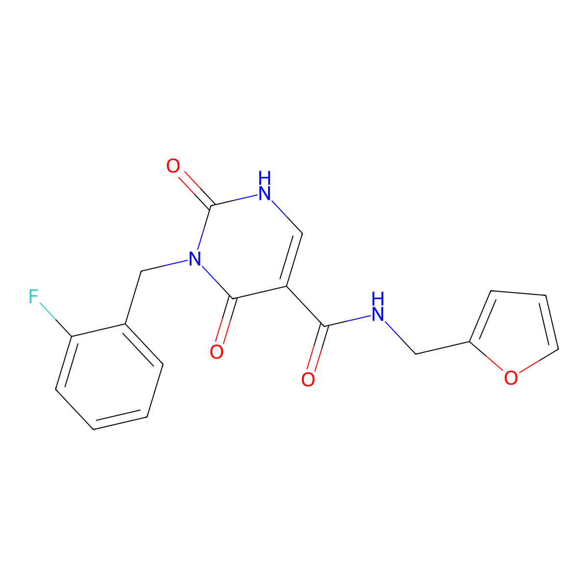 3-(2-fluorobenzyl)-N-(furan-2-ylmethyl)-2,4-dioxo-1,2,3,4-tetrahydropyrimidine-5-carboxamide molecular structure, CAS 1396879-34-7