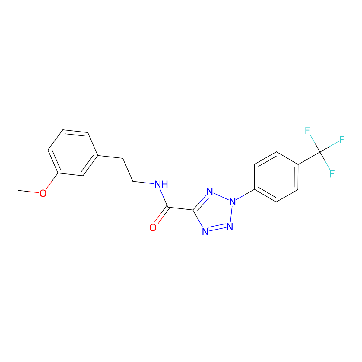 N-(3-methoxyphenethyl)-2-(4-(trifluoromethyl)phenyl)-2H-tetrazole-5-carboxamide molecular structure, CAS 1396879-35-8